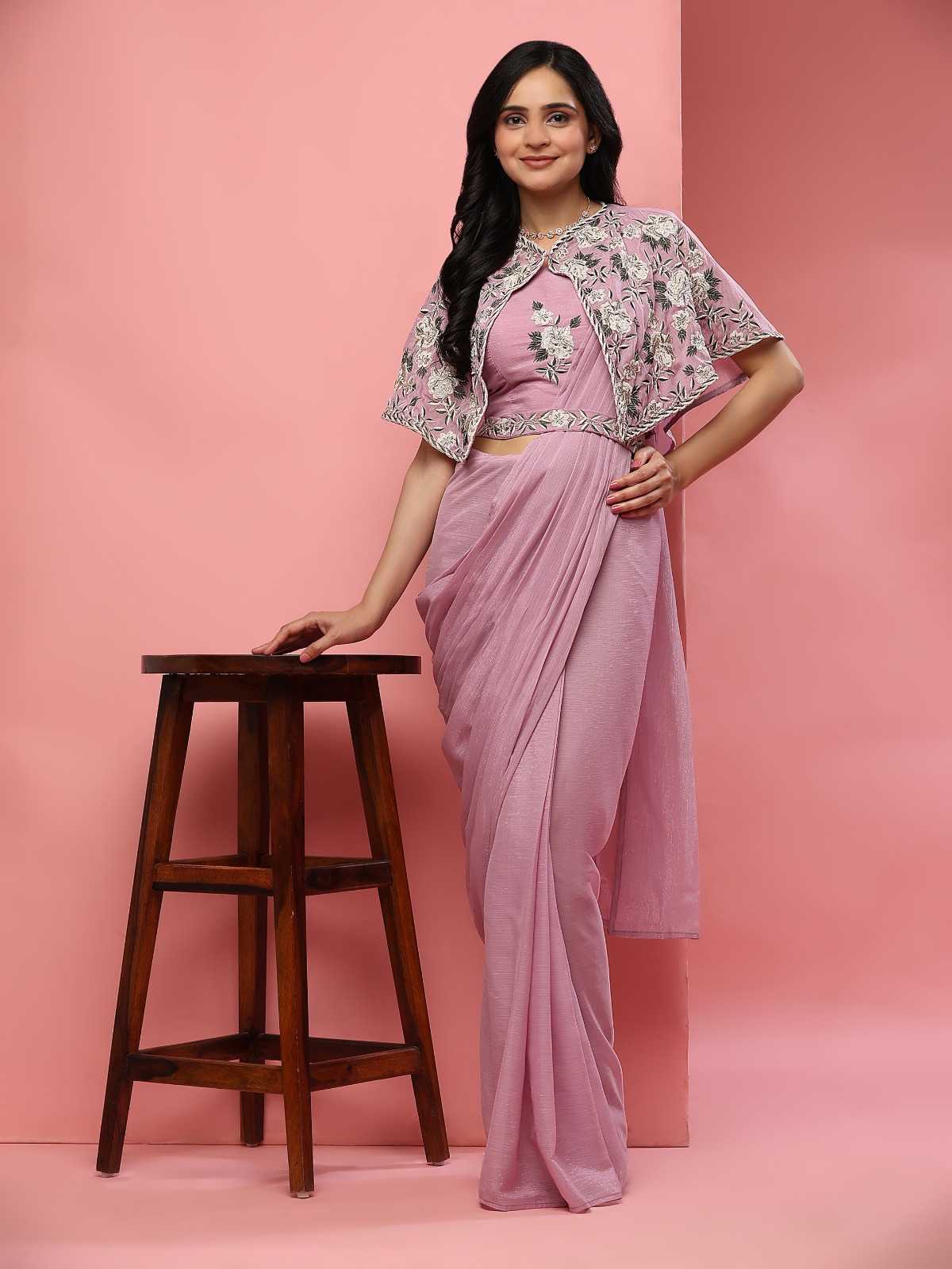 pr a 338 fashionable design premium embroidered flower pattern ready to wear sarees supplier