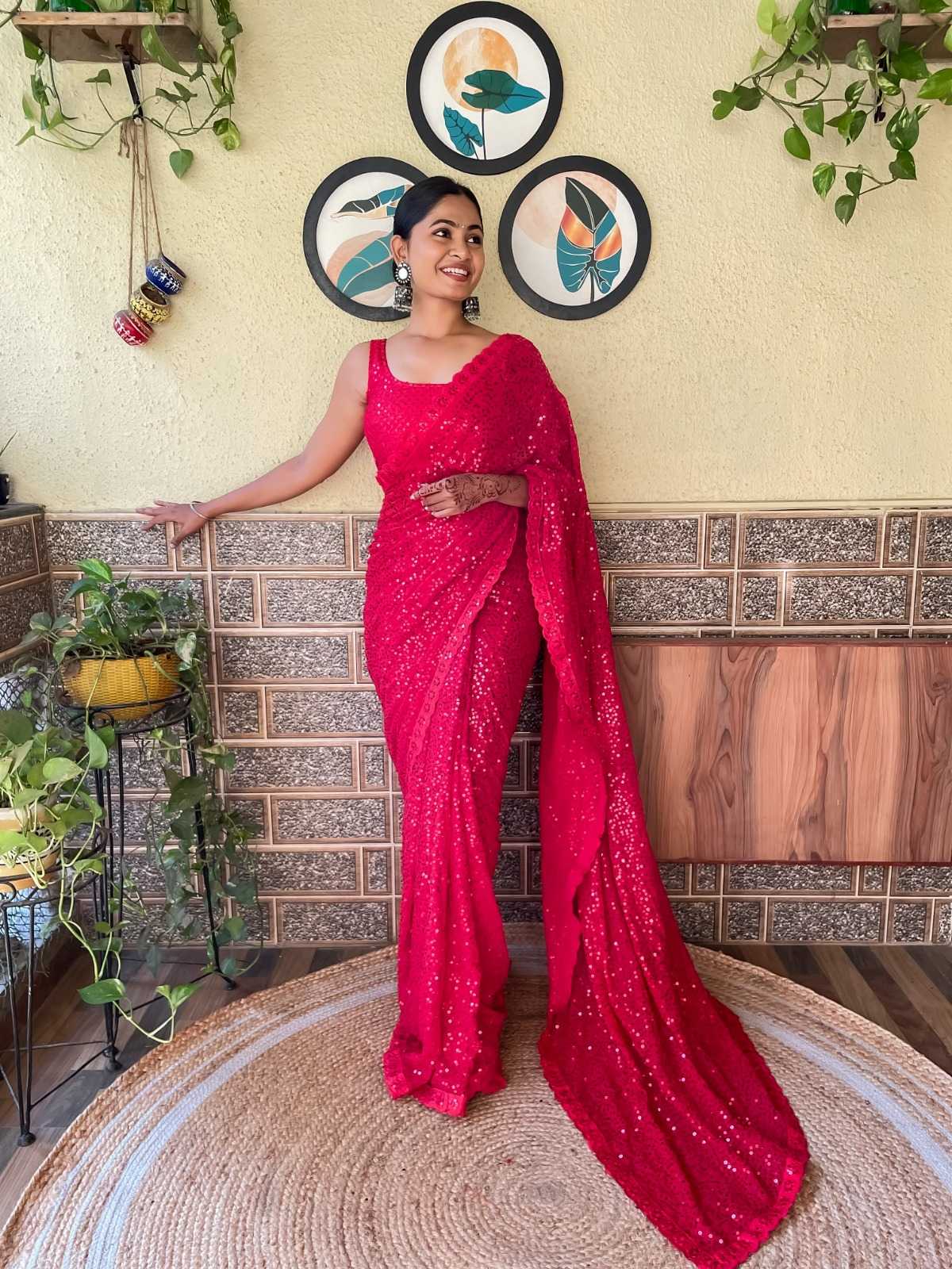 pr ds 458 fancy georgette sequence work saree with blouse festive collection