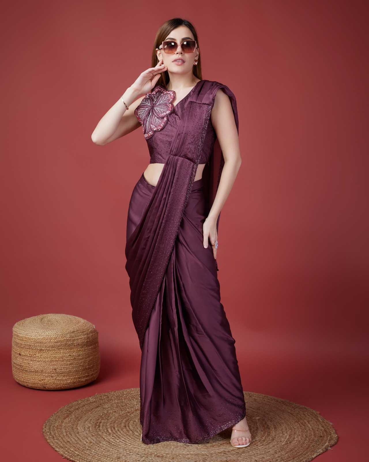 pr kat10210 occasion wear satin silk with stone work classic ready to wear sarees exports 