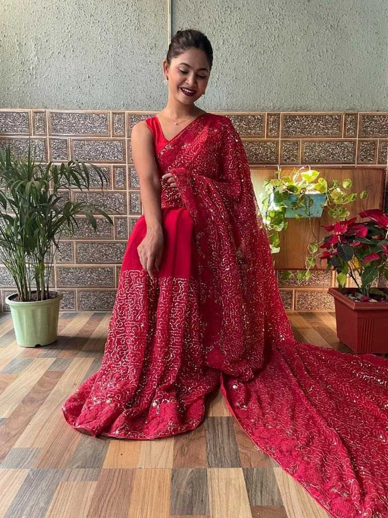 pr kc 181 pretty look georgette sequence work designer saree exports 