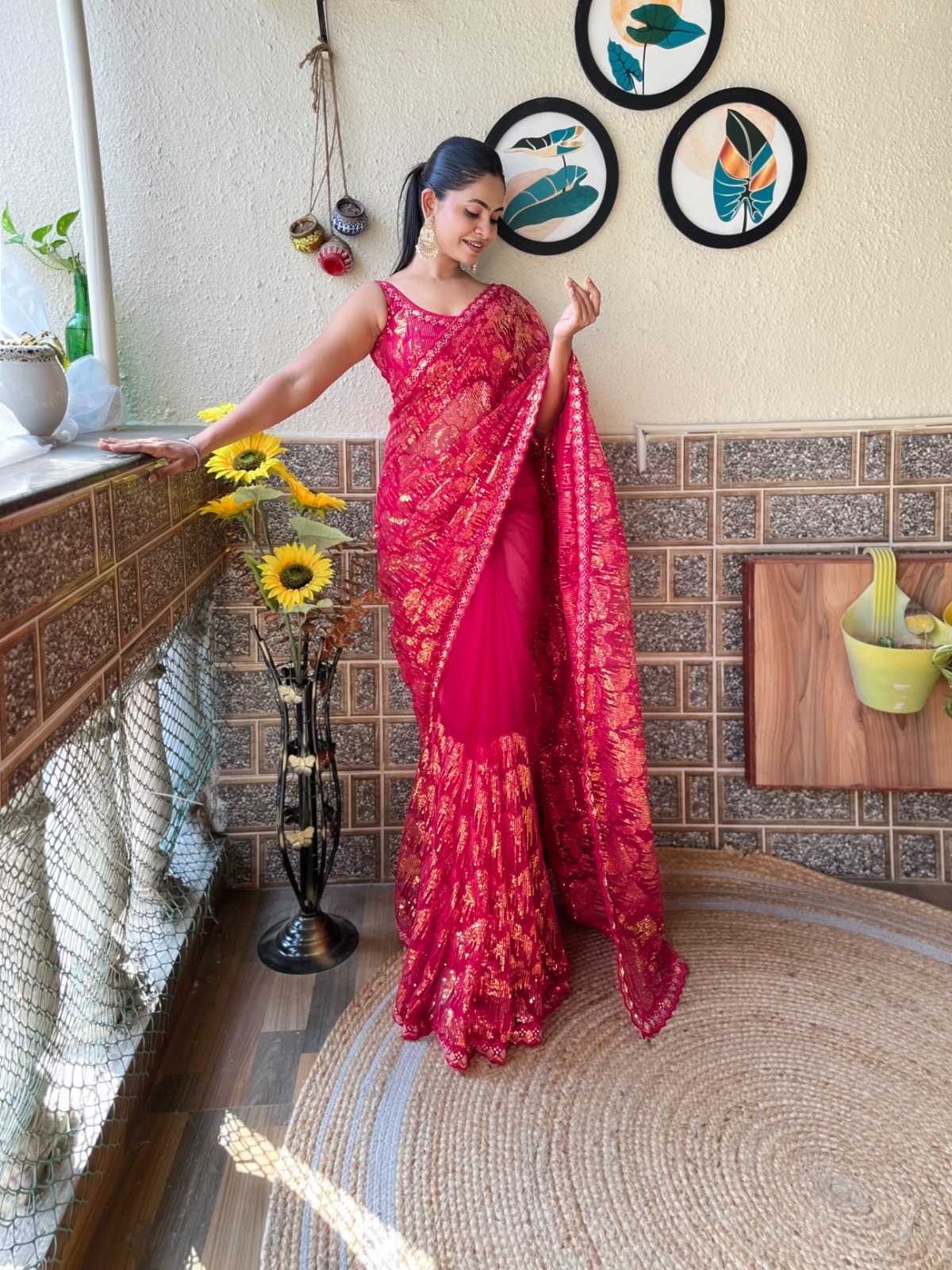 pr kc 808 hit design mono net sequence work function style saree with blouse 