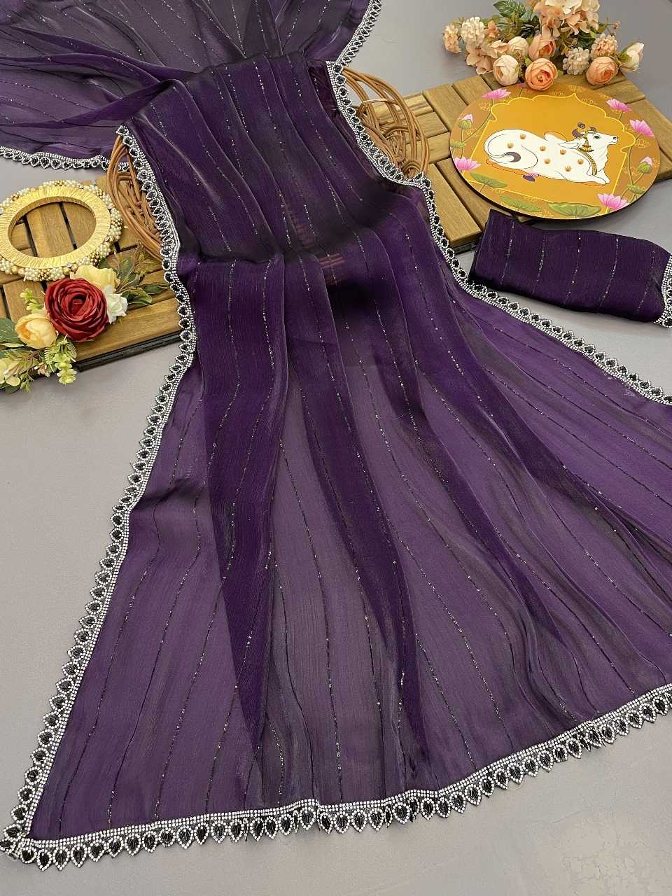 pr kc 827 traditional wear jimmy chu silk amazing work saree with blouse 