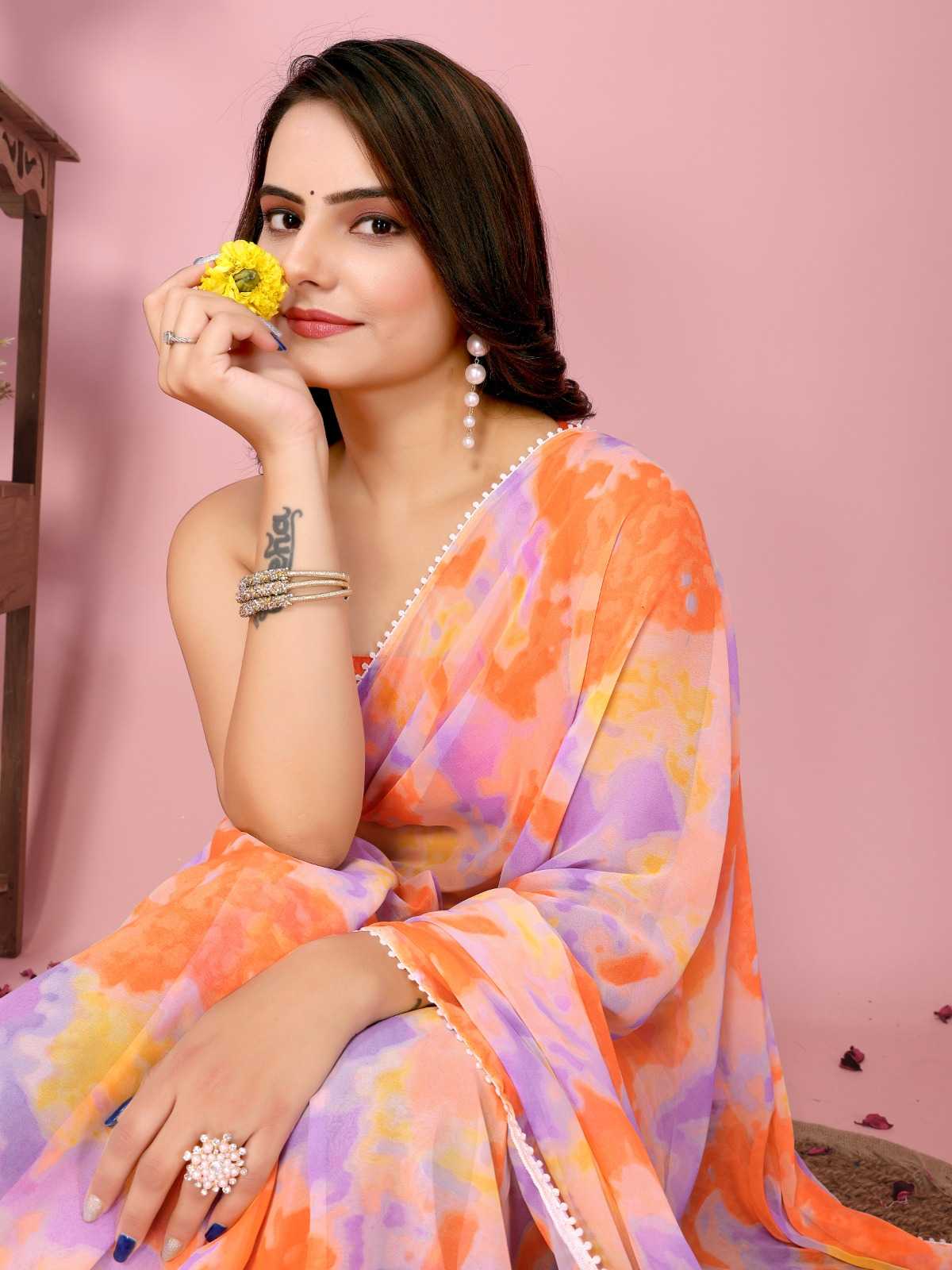 pr rakul vol 2 beautiful look fancy georgette attractive saree wholesaler 