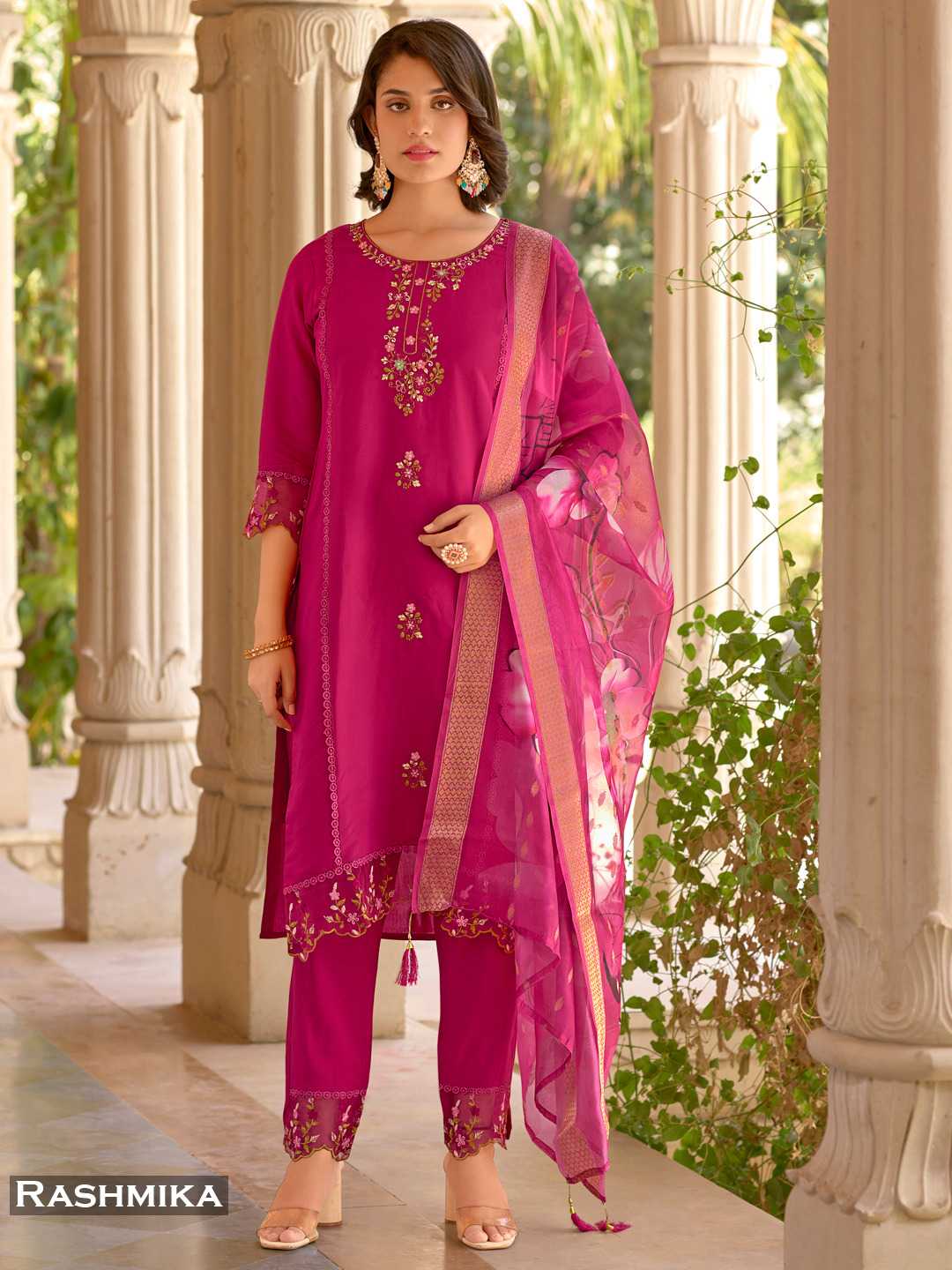 pr rashmika readymade fashionable a line roman silk exclusive pakistani salwar suit