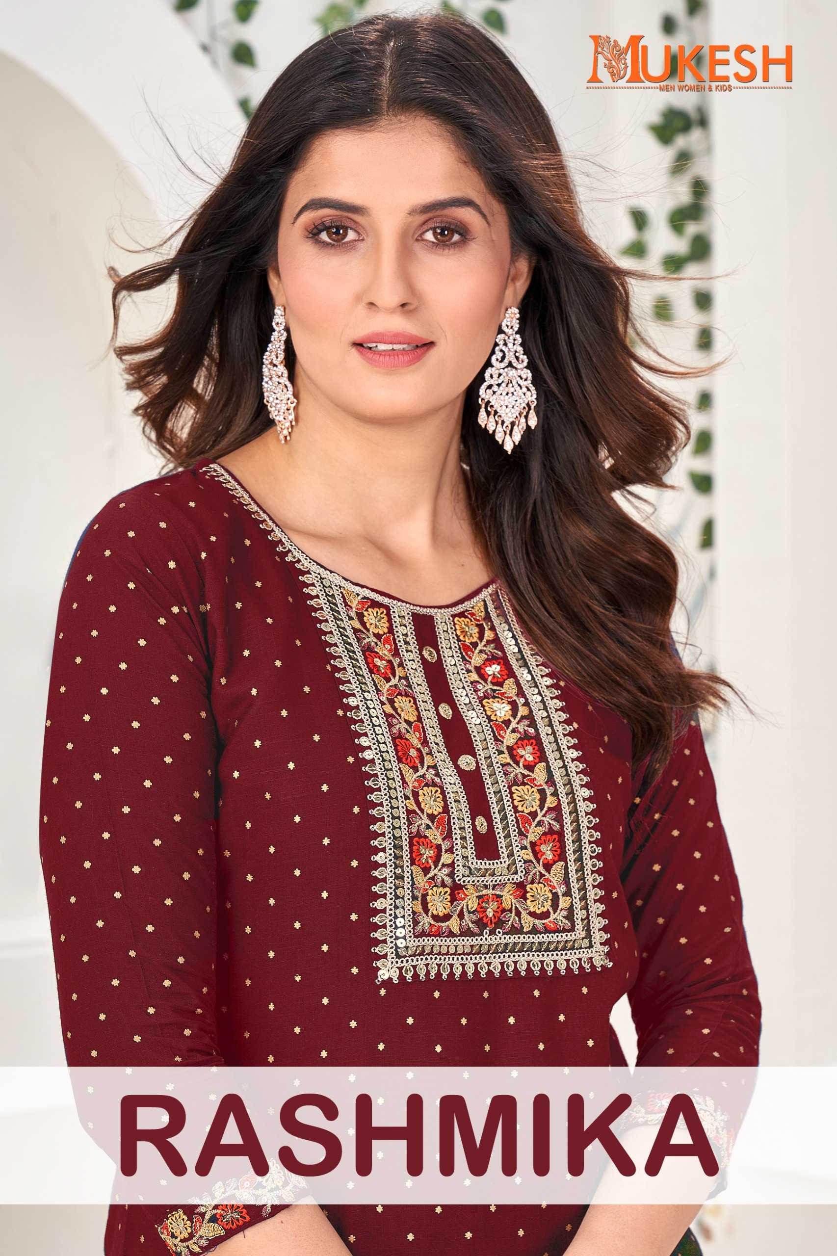 pr rashmika hit design embroidery with sequence full stitch big size long kurti collection