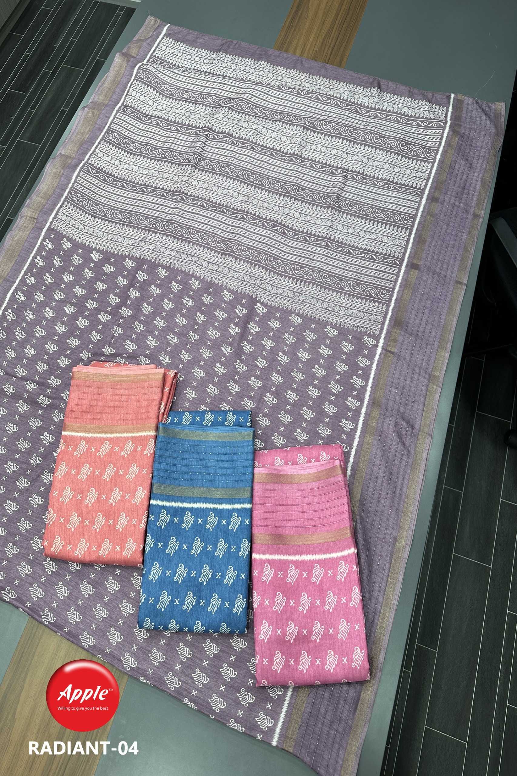apple presents radiant vol 4 fancy dola sequence work 4 colour matching saree