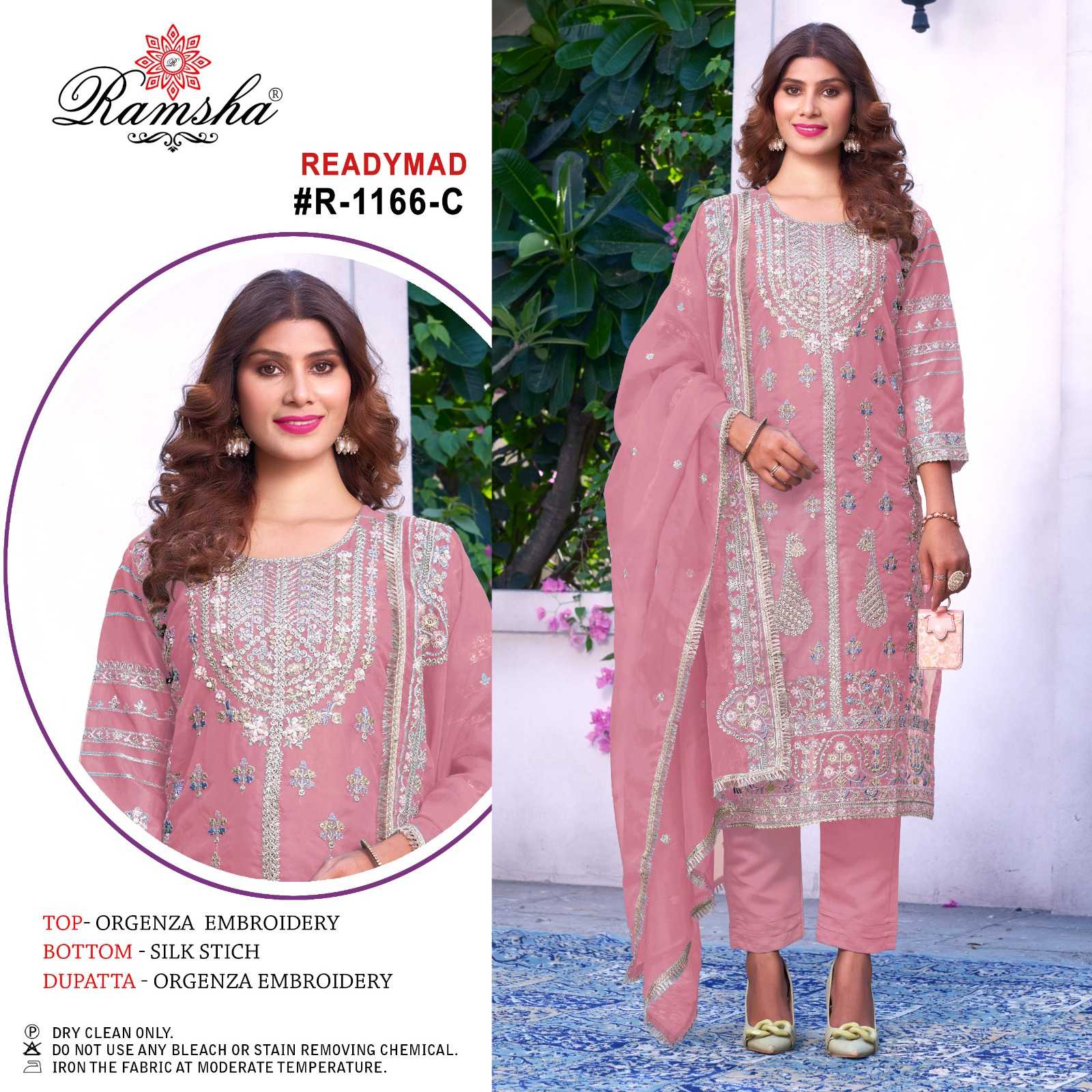 r-1166 nx by ramsha full stitch fancy organza ethnic design pakistani salwar kameez 