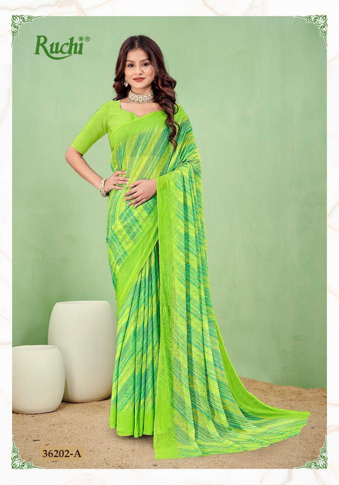 star chiffon by ruchi beautiful design lehriya special saree exports