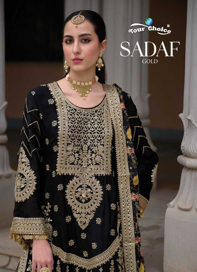 sadaf gold by your choice pakistani kurti with dupattta and sharara readymade festival wear collection 