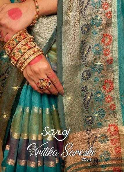 kritika saroski vol 9 by saroj amazing work soft organza swaroski saree exports 