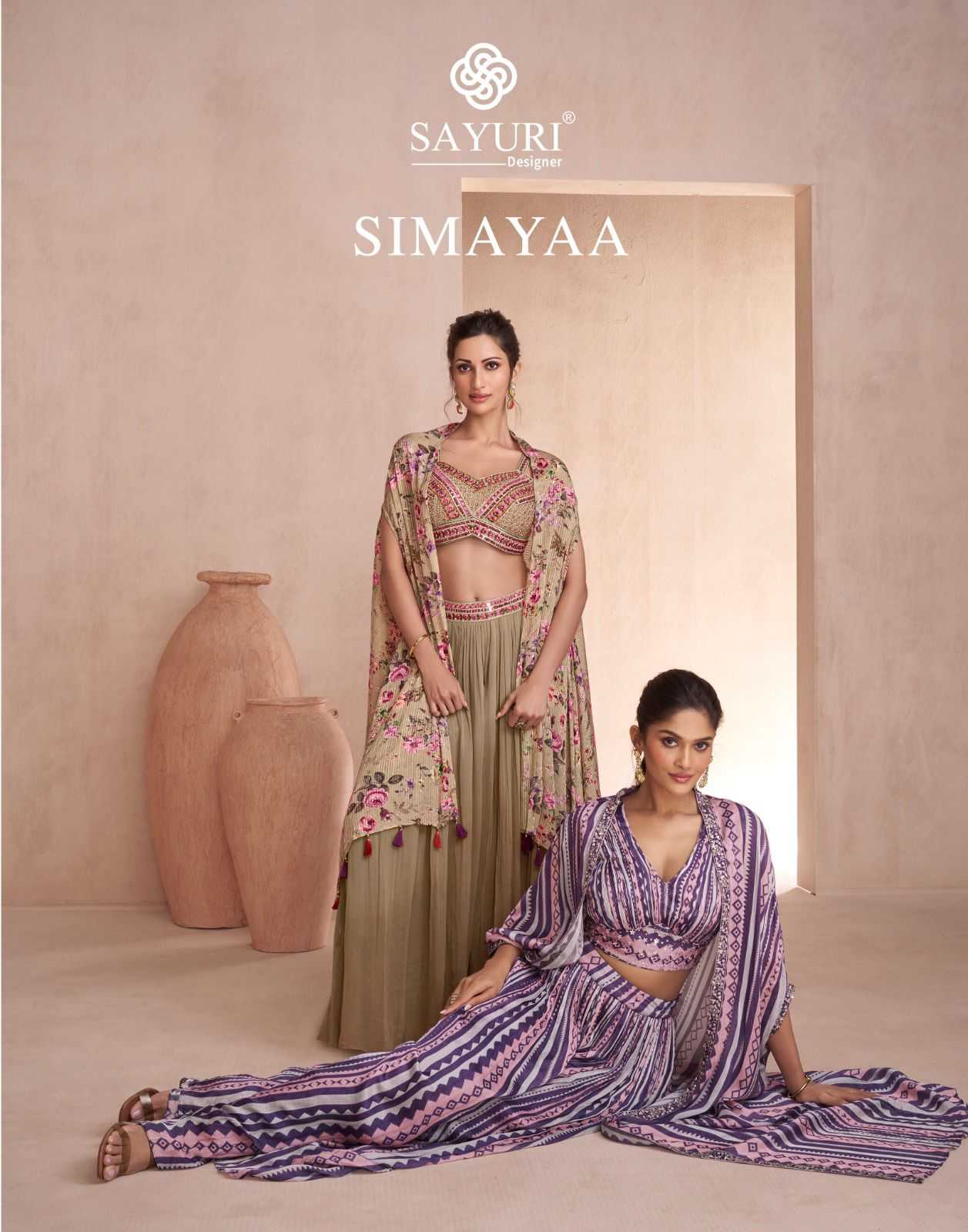 simayaa by sayuri designer fashionable chinon silk readymade indowestern dress