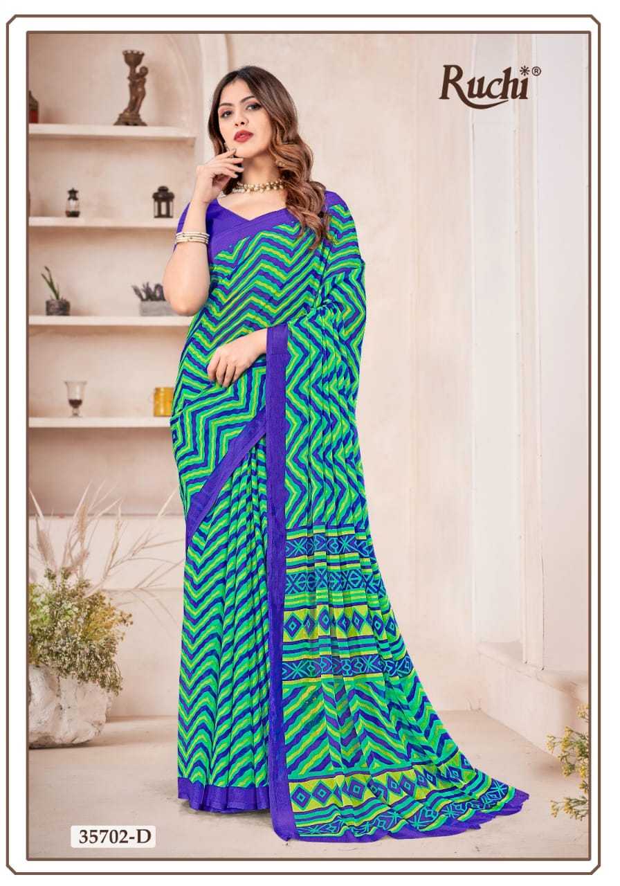 ruchi launch star chiffon latest design lehriya special saree with blouse