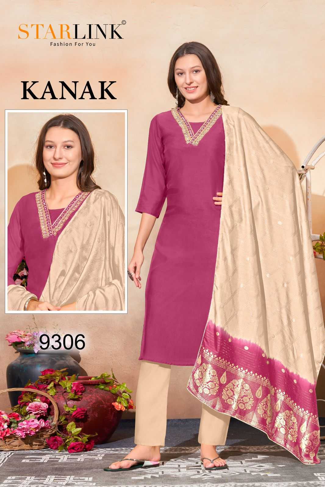 starlink kanak chanderi popular design classy look readymade big size combo set 3pcs salwar suit