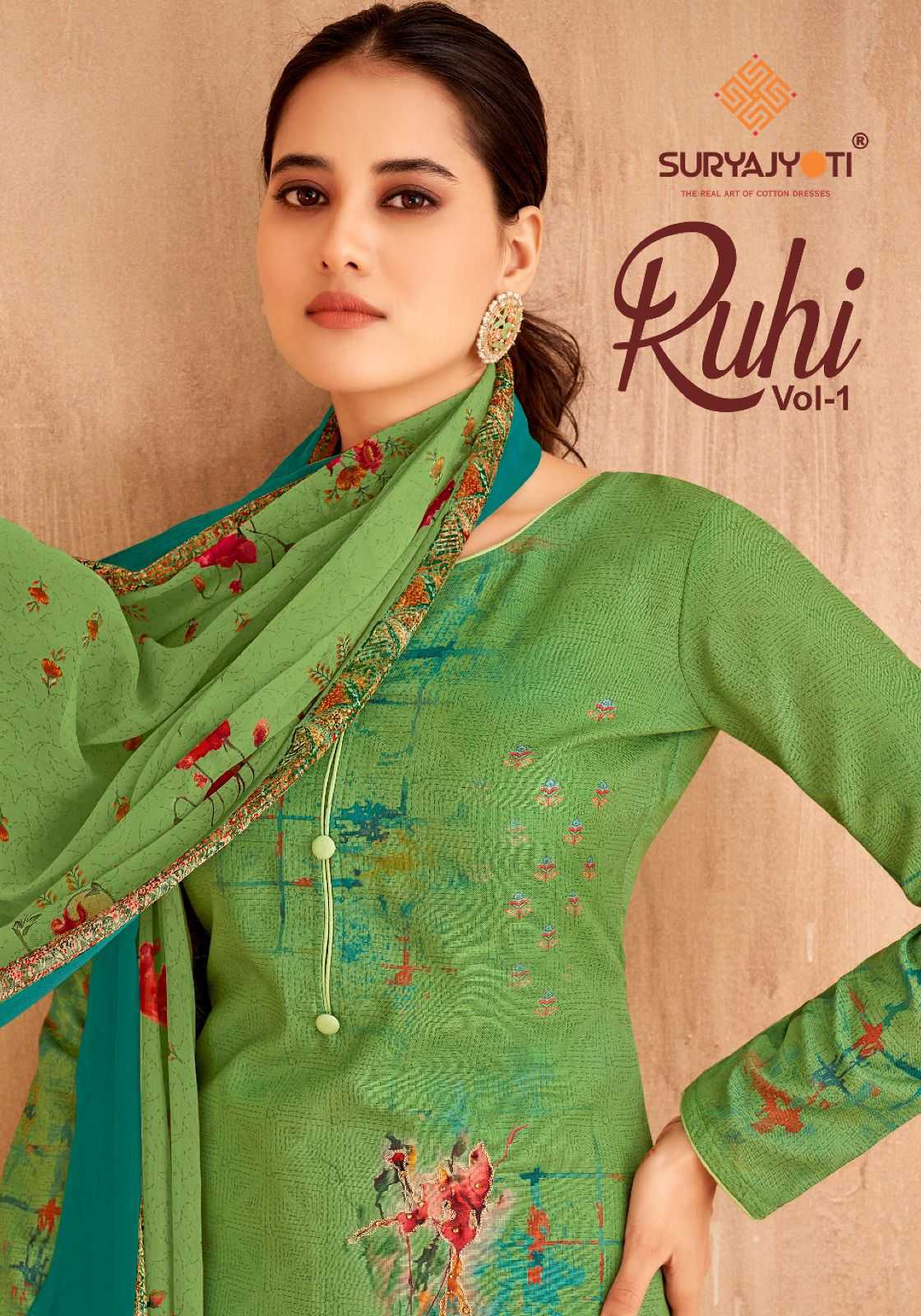 ruhi vol 1 by suryajyoti cotton hand work & swarovski work unstitch salwar suit 