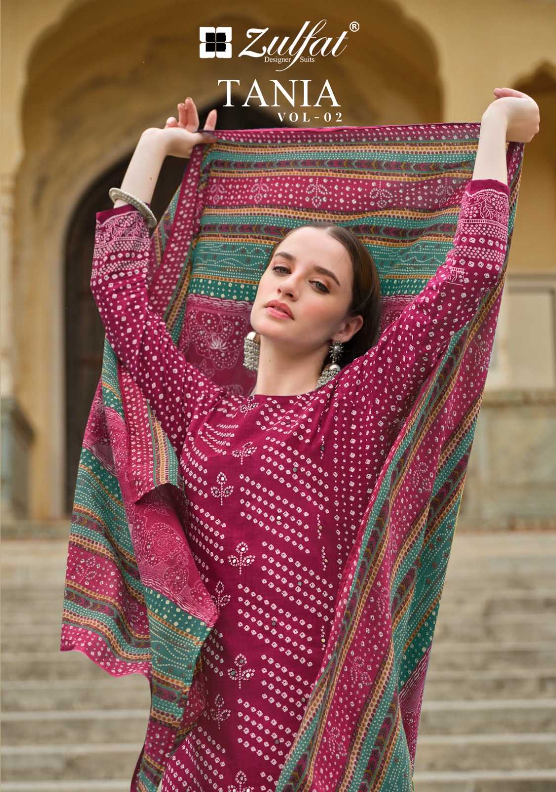 zulfat designer tania vol 2 launch cotton simple pakistani with handwork dress material              