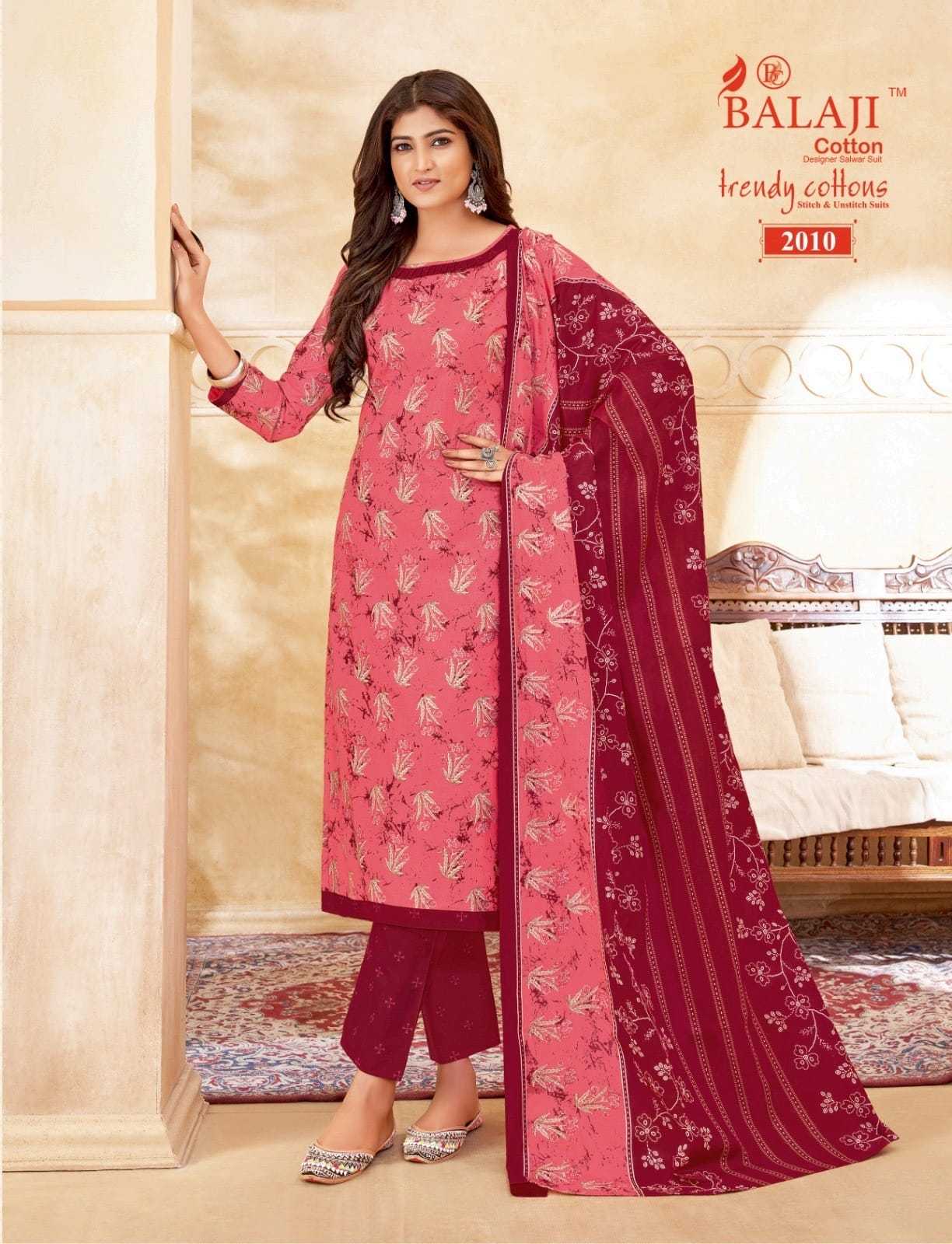 balaji presents trendy cotton vol 2 elegance design cotton print full stitch 3pcs dress 