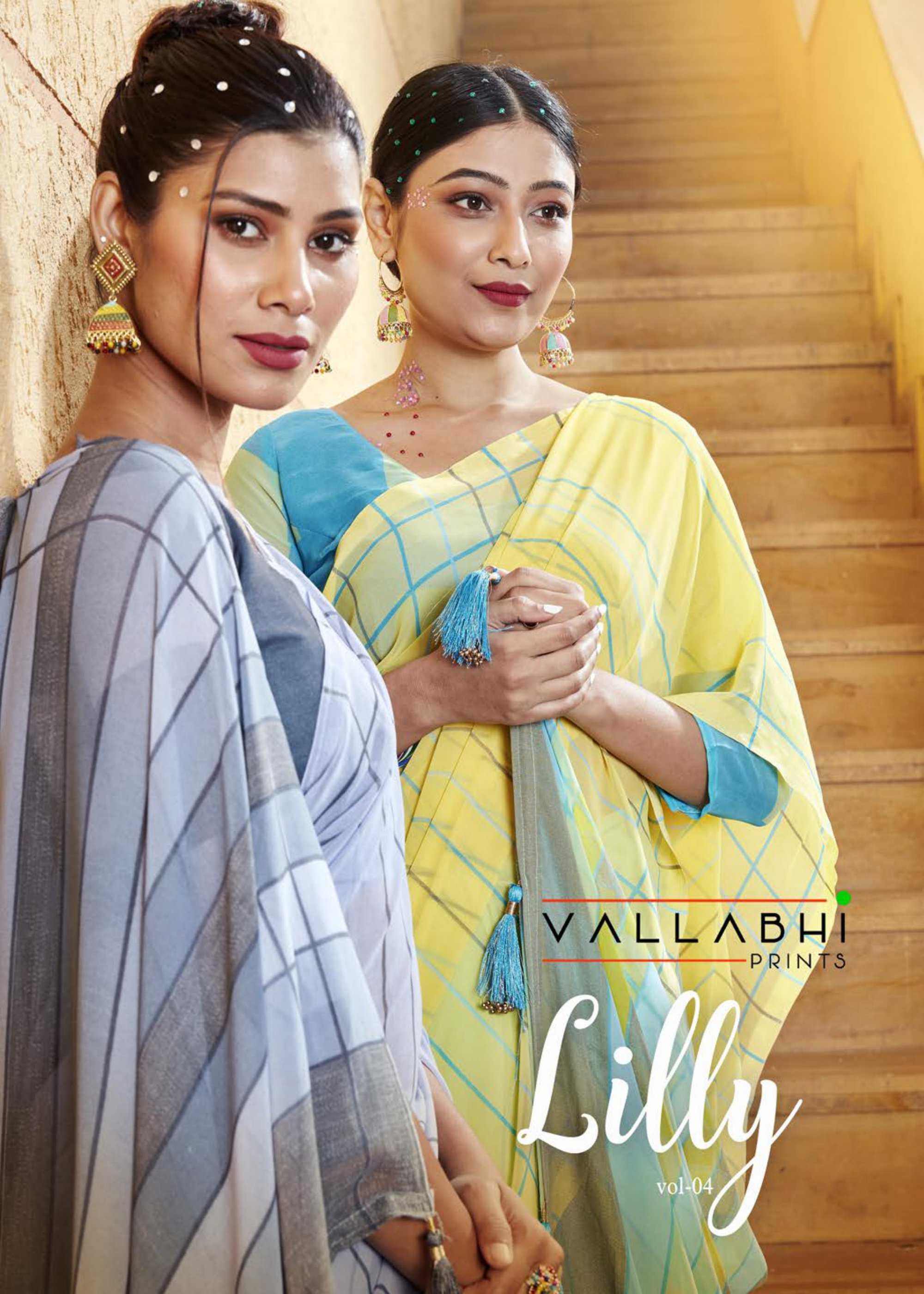 lilly vol 4 by vallabhi print launch daily wear elegant look georgette saree supplier 