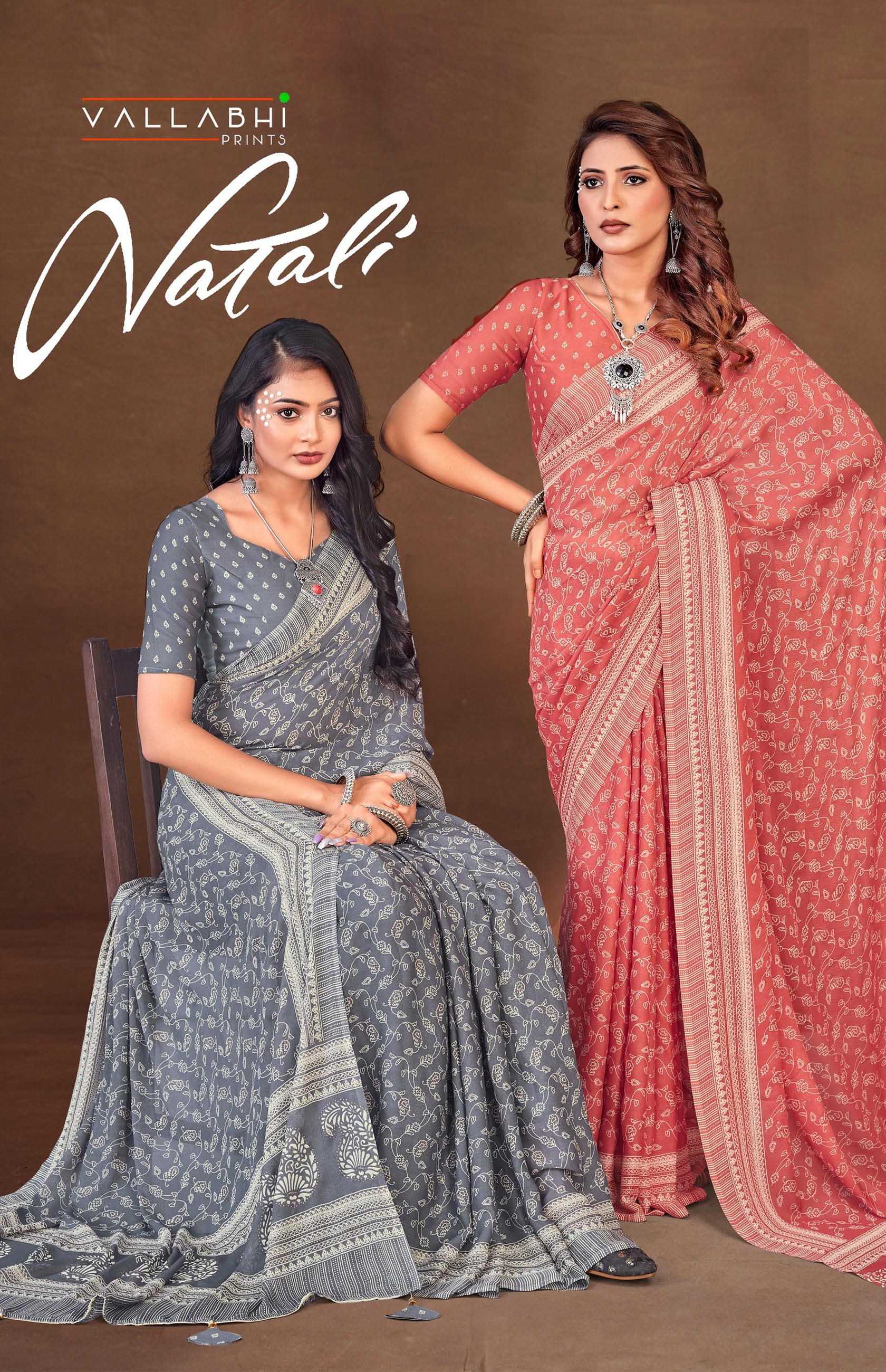 natali by vallabhi prints 160854-160859 comfy wear georgette saree