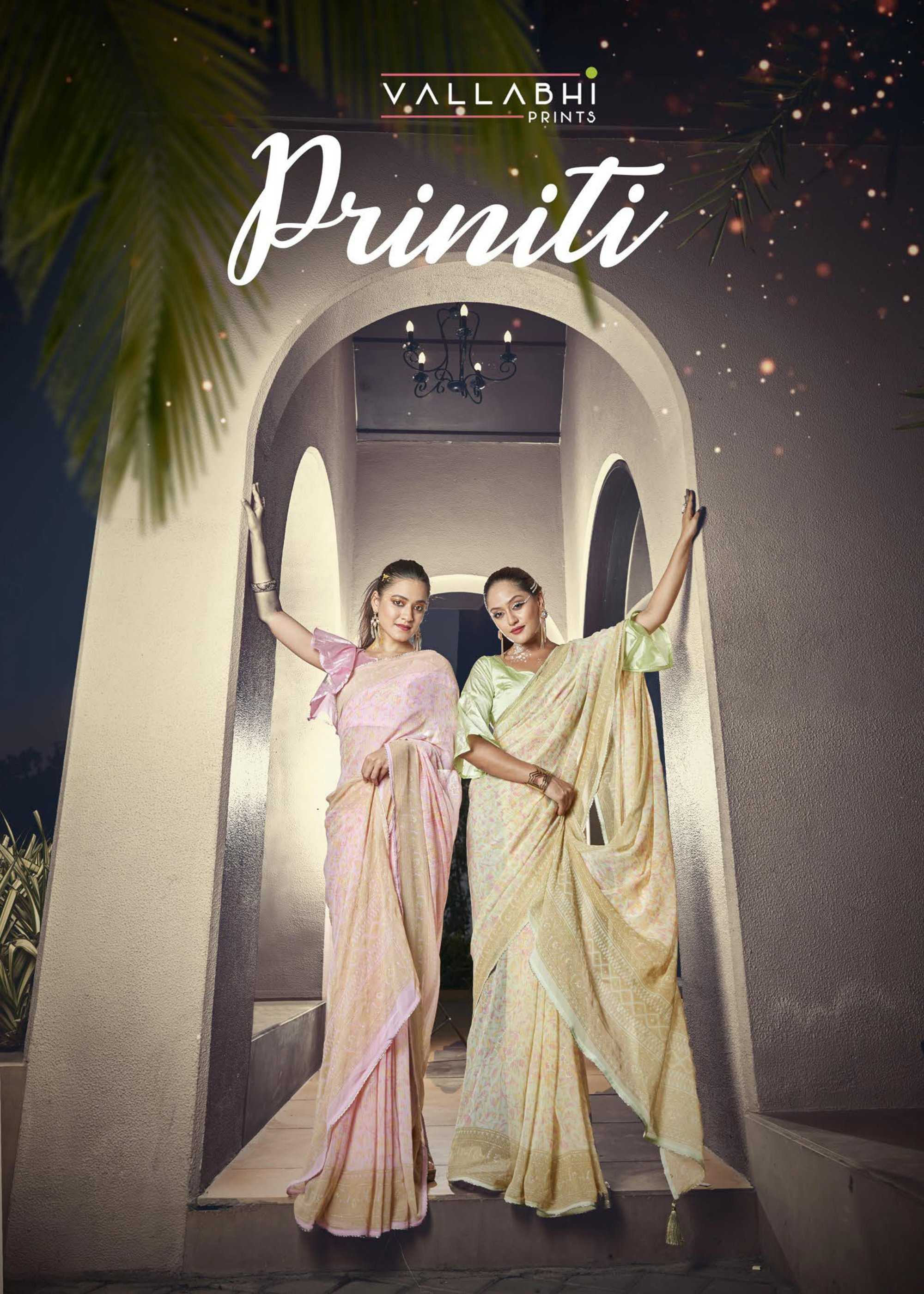 vallabhi prints priniti beautiful look chiffon stylish regular use saree supplier 