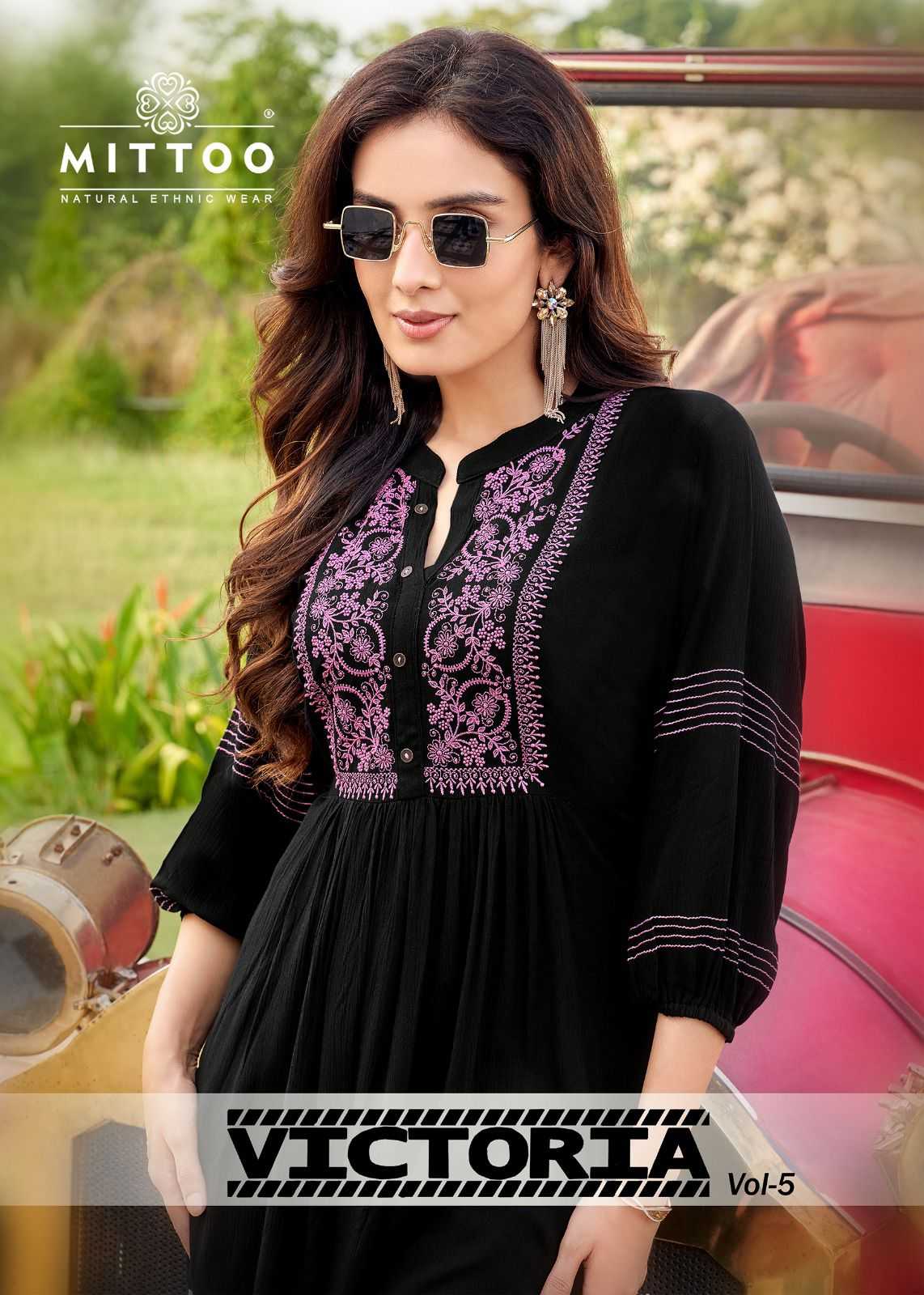 mittoo victoria vol 5 readymade wrincle rayon function wear classic handwork big size short top exports 