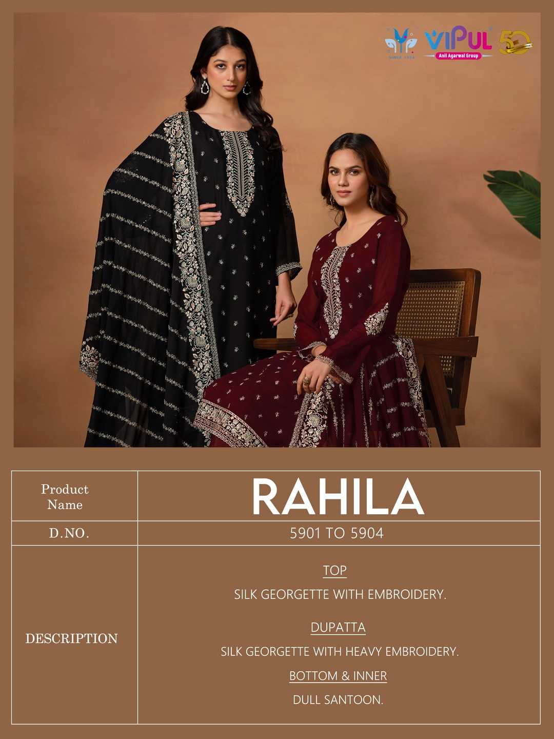 vipul presents rahila 5901-5904 ethnic style silk georgette salwar kameez material
