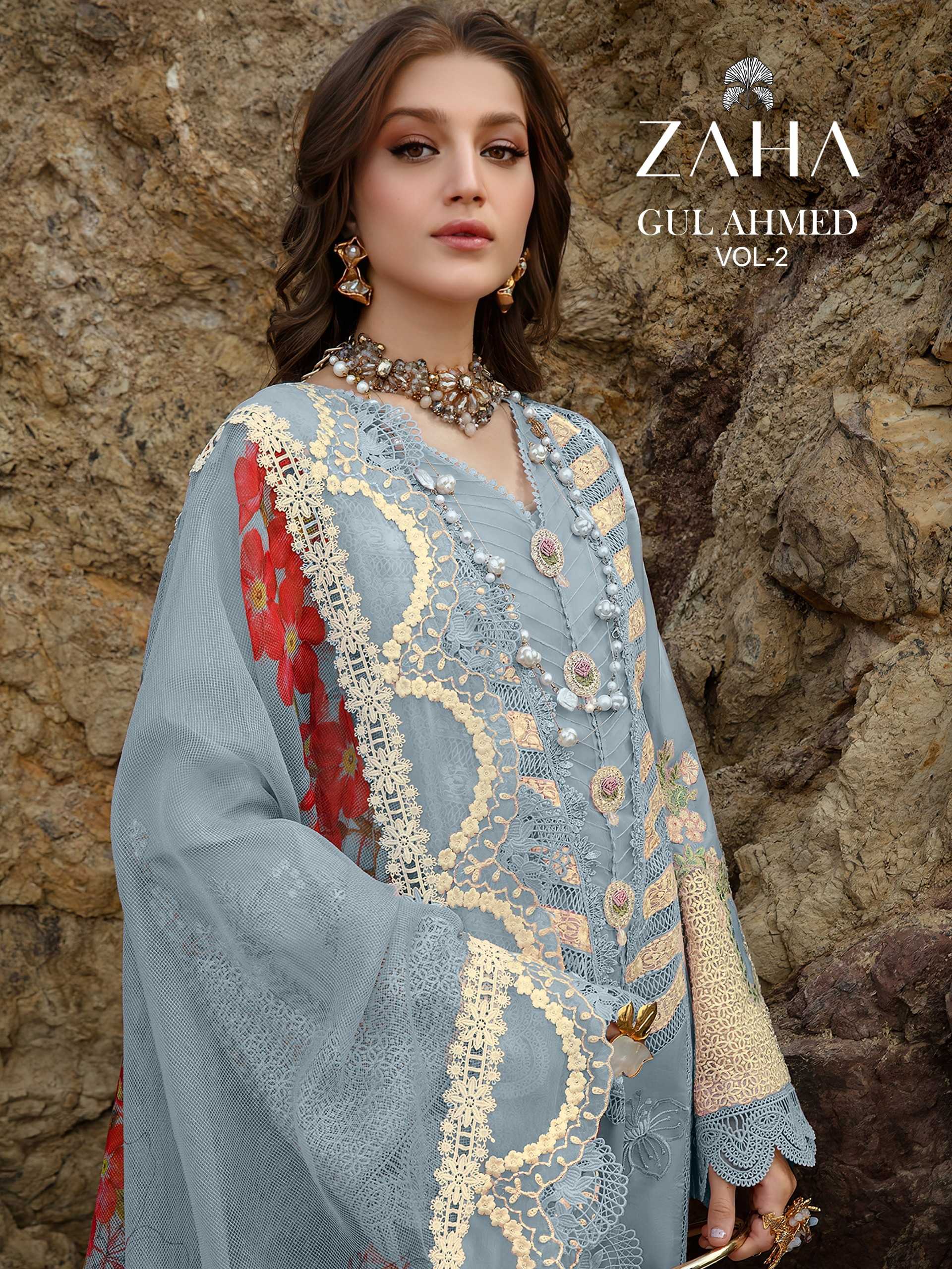 gul ahmed vol 2 by zaha cotton bollywood style embroidery pakistani 3pcs salwar suit 