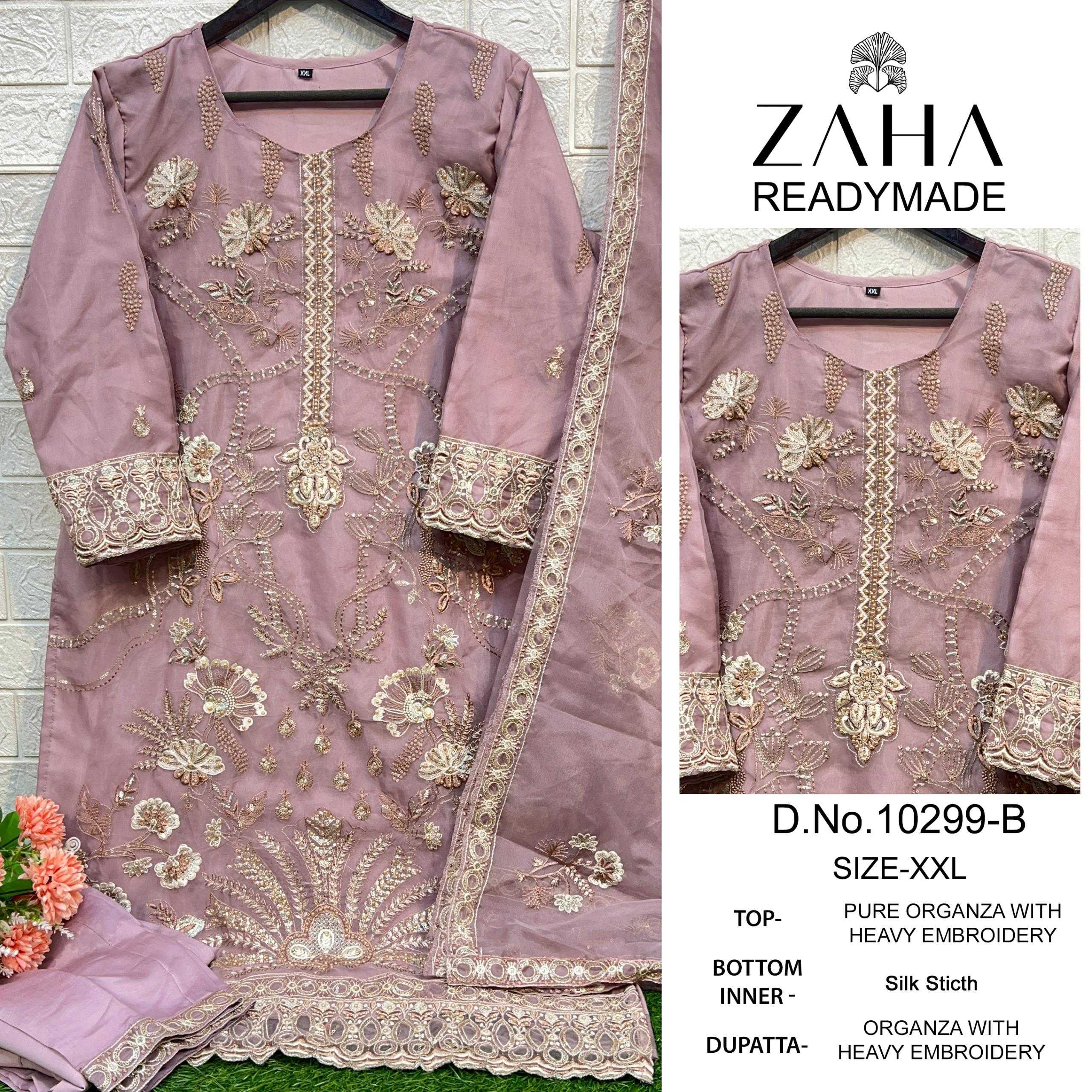 zaha presents 10299 readymade organza super hit design pakistani salwar suit 