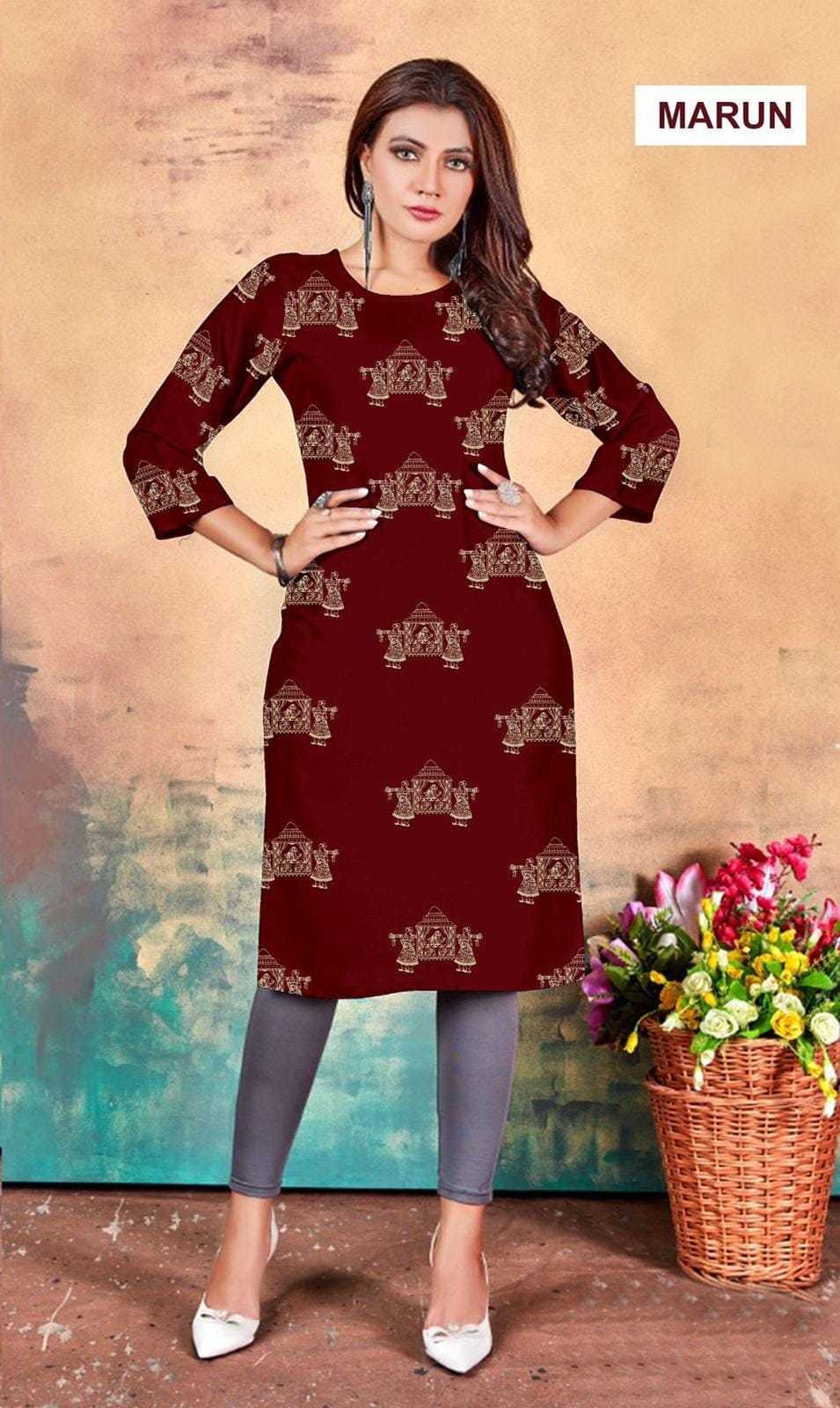 9star hayat rayon fancy designer kurti collection