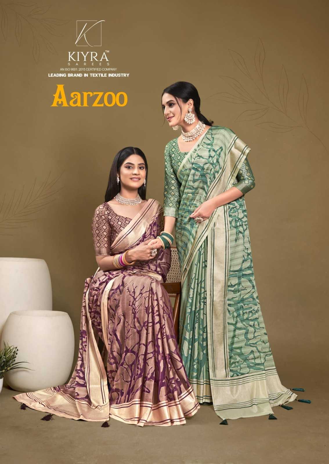 kiyra sarees aarzoo foil printed colourfull saree with blouse