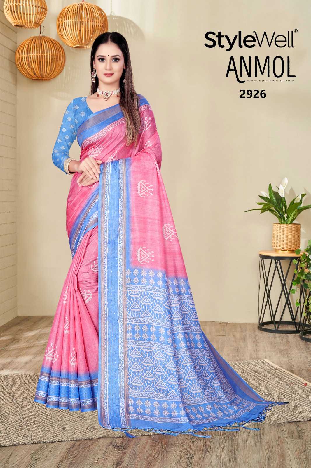 stylewell launch anmol casual wear printed exclusive saree