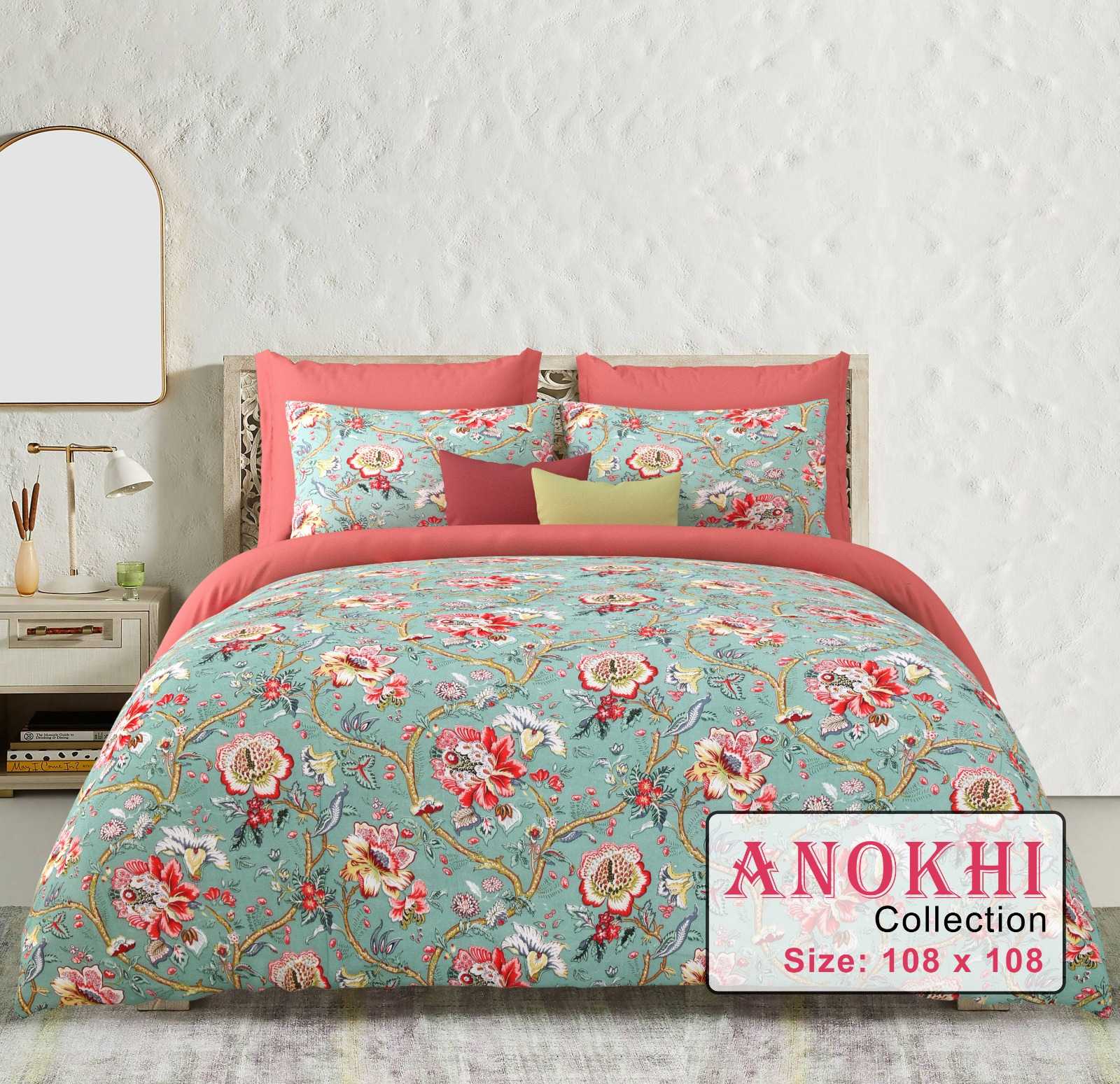 anokhi king size cotton beautiful colours bedsheets with pillow cover