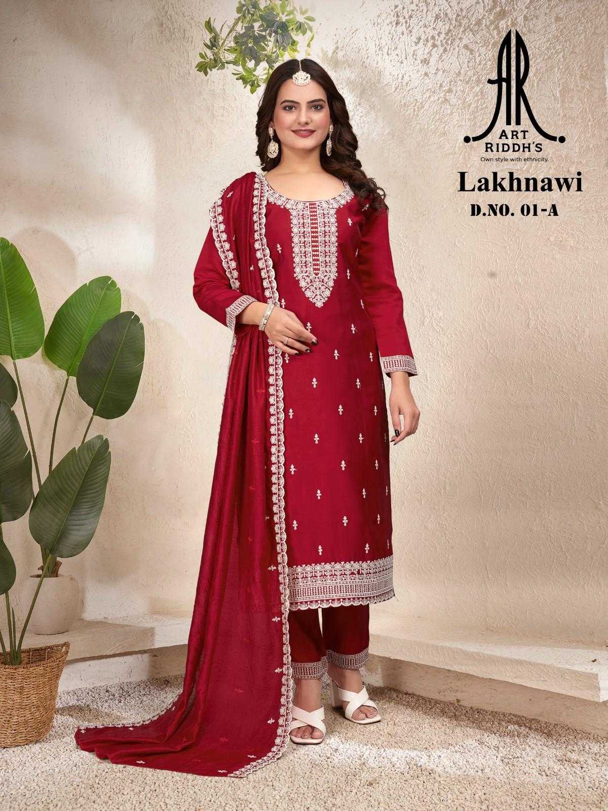 artridhs chanderi readymade stylish look embroidery work pic & choose 3pcs dress