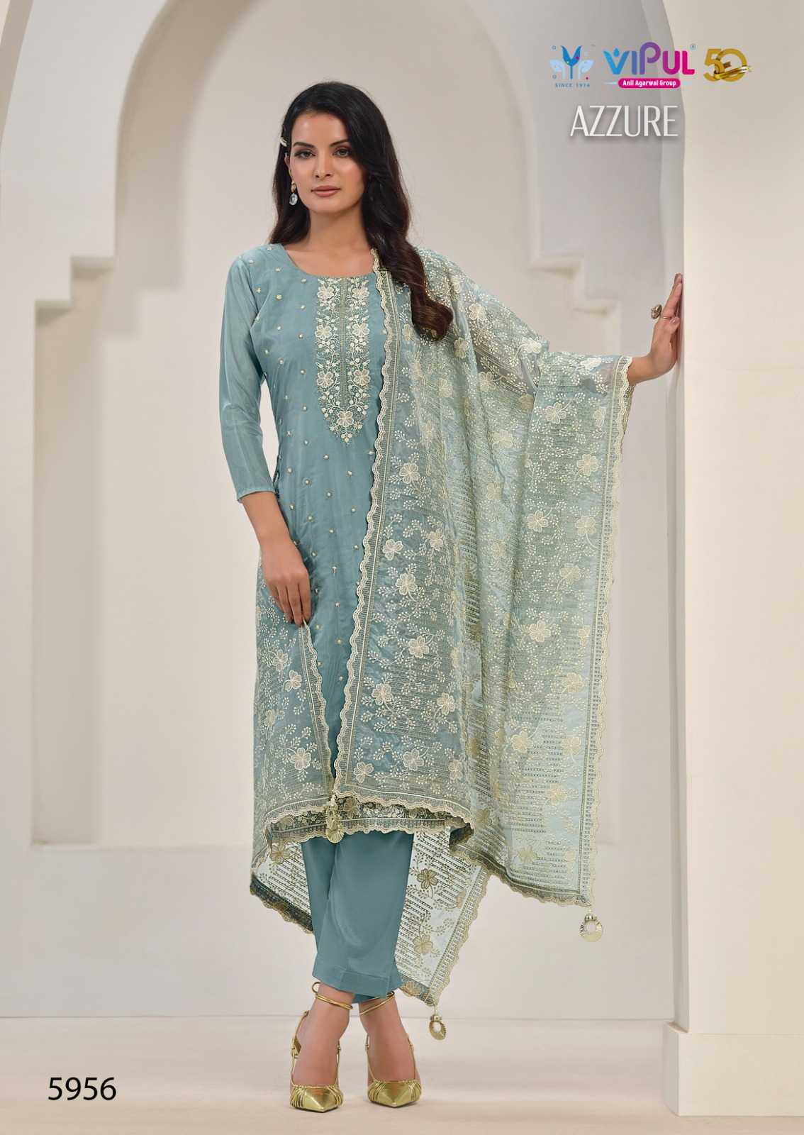 vipul azzure soft organza amazing work occasion wear salwar suit 