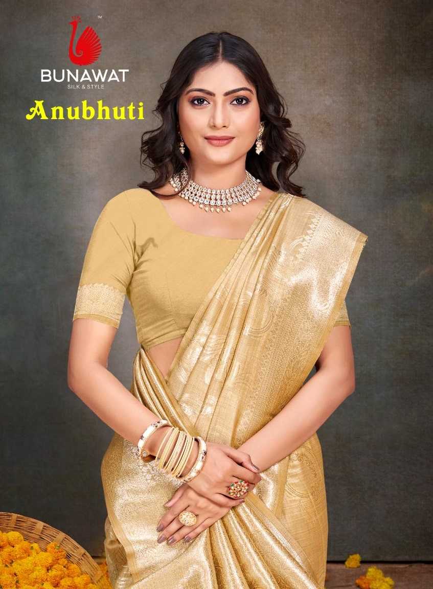 ANUBHUTI SILK VOL 1 BY BUNAWAT FESTIVAL PARTY WEAR COTTON SILK FABRIC SAREES