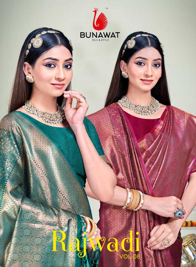 RAJWADI VOL 08 BY BUNAWAT ZARI WEAVING BANARASI SILK SARIS WHOLSALER