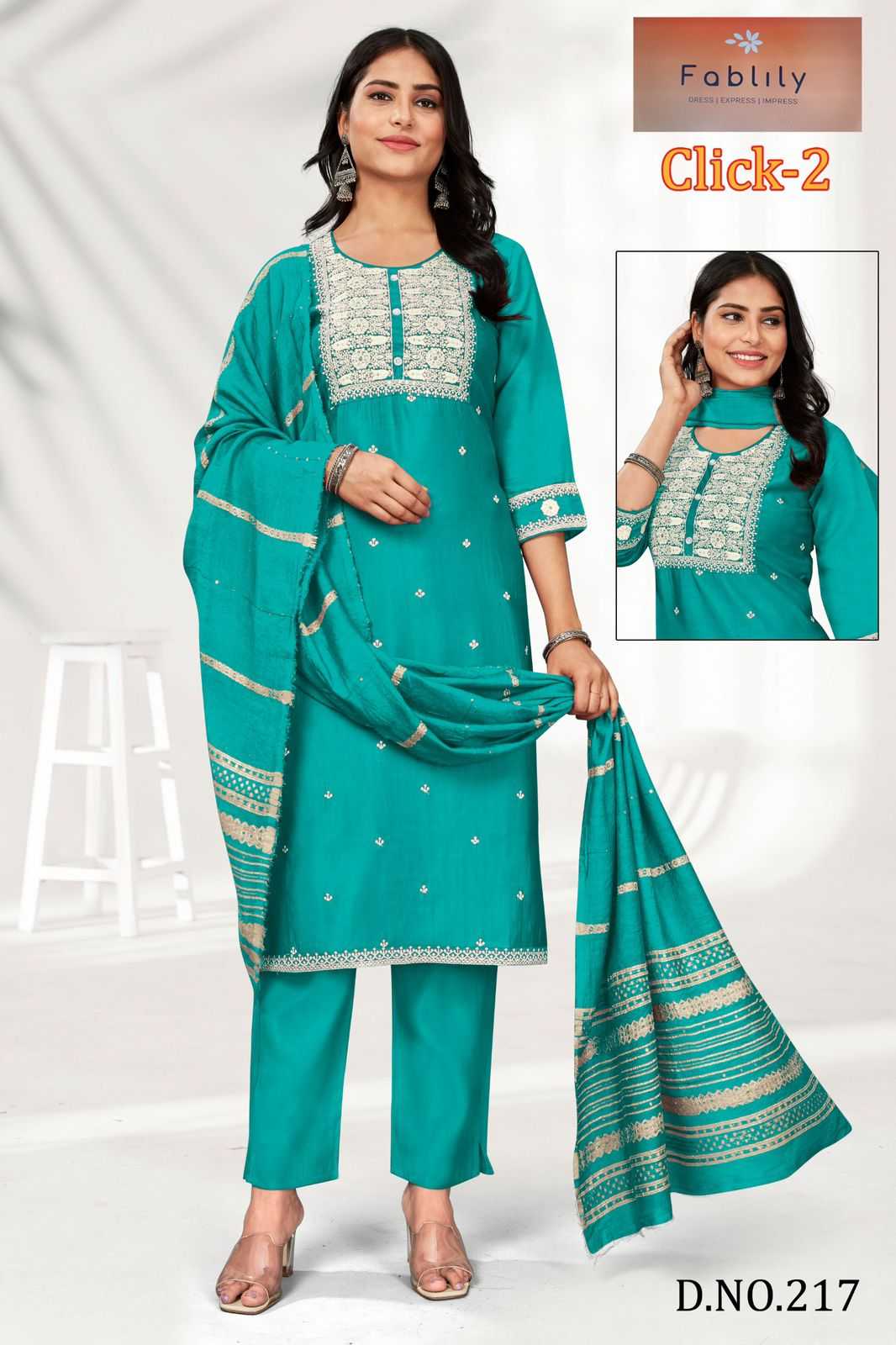 fablily click vol 2 fully stitch modal beautiful look combo set top pant with dupatta 