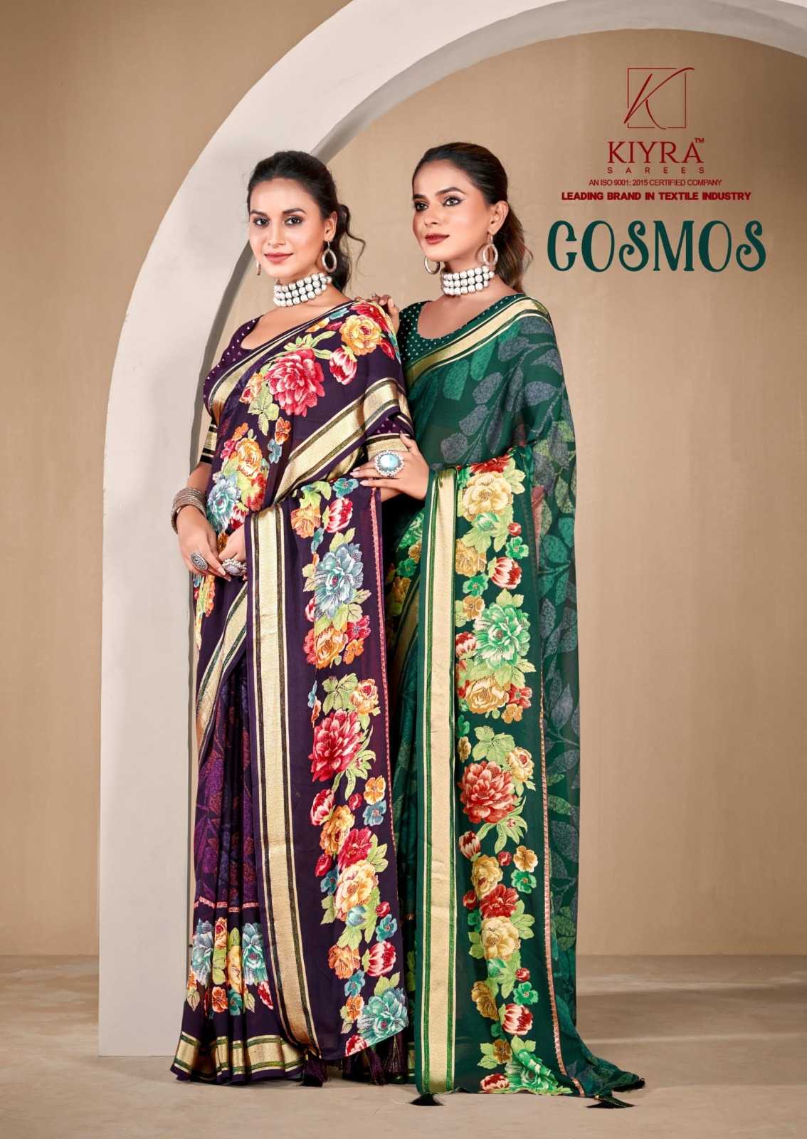kiyra saree cosmos dull moss jari work beautiful saree 