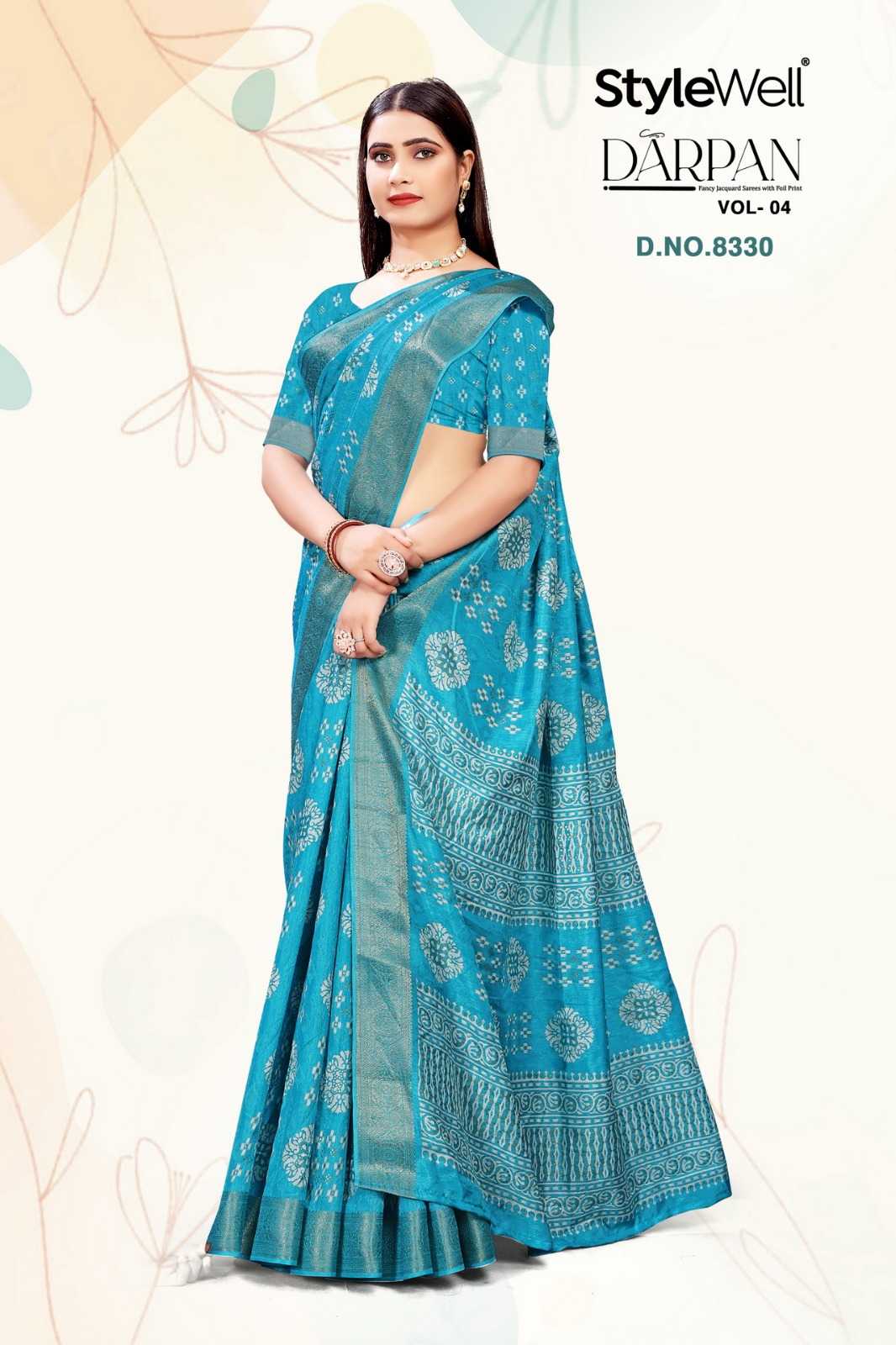 stylewell darpan vol 4 jacquard print dola pattern beautiful saree with blouse