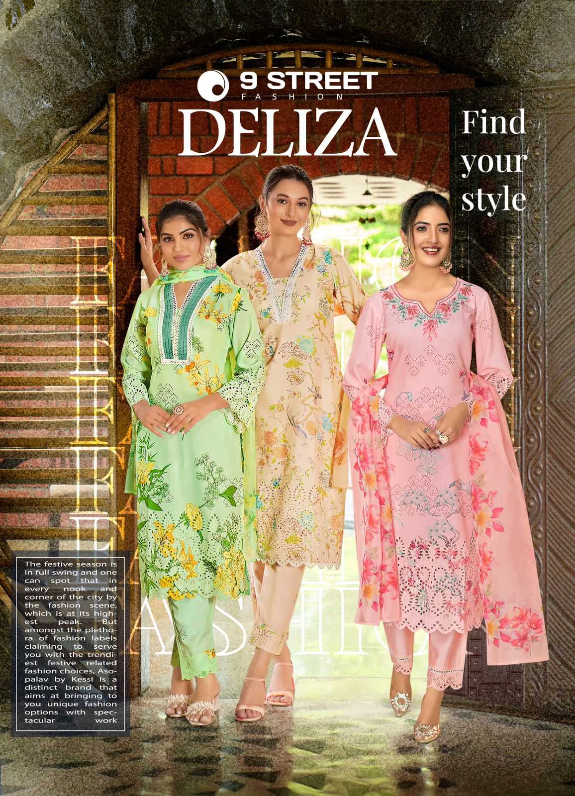 9street deliza super hit design poly viscose stylish full stitch 3pcs dress 