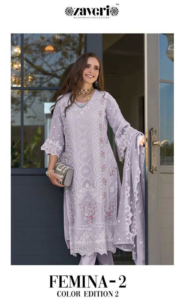 zaveri femina vol 2 color edition 2 organza moti work modern pakistani readymade salwar suit