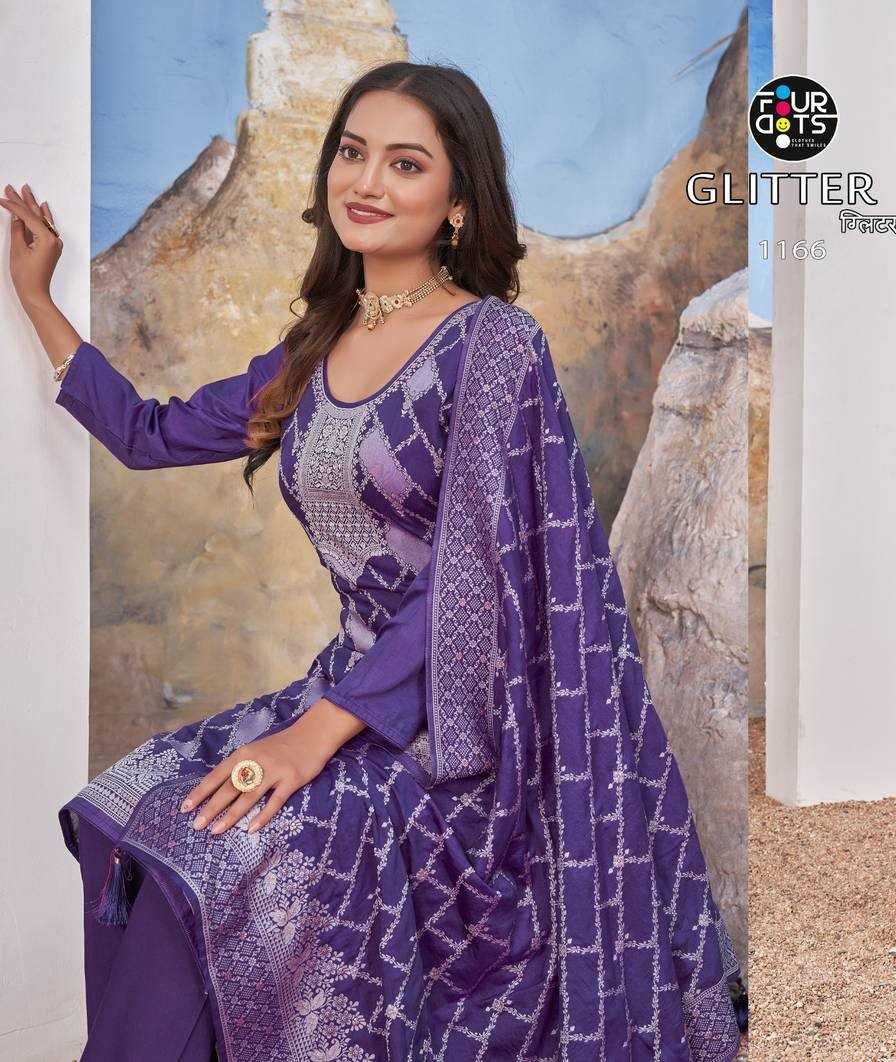 glitter by fourdots lakhnavi fancy muslin jacquard salwar suit material 