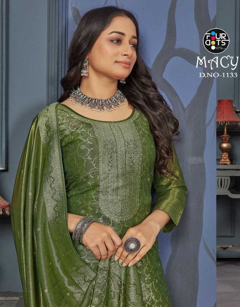 macy by fourdots beautiful look simar silk jacquard fancy unstitch salwar suit 