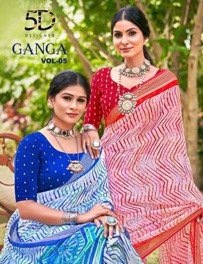 5d designer ganga vol 5 latest design simmer chiffon saree with blouse 