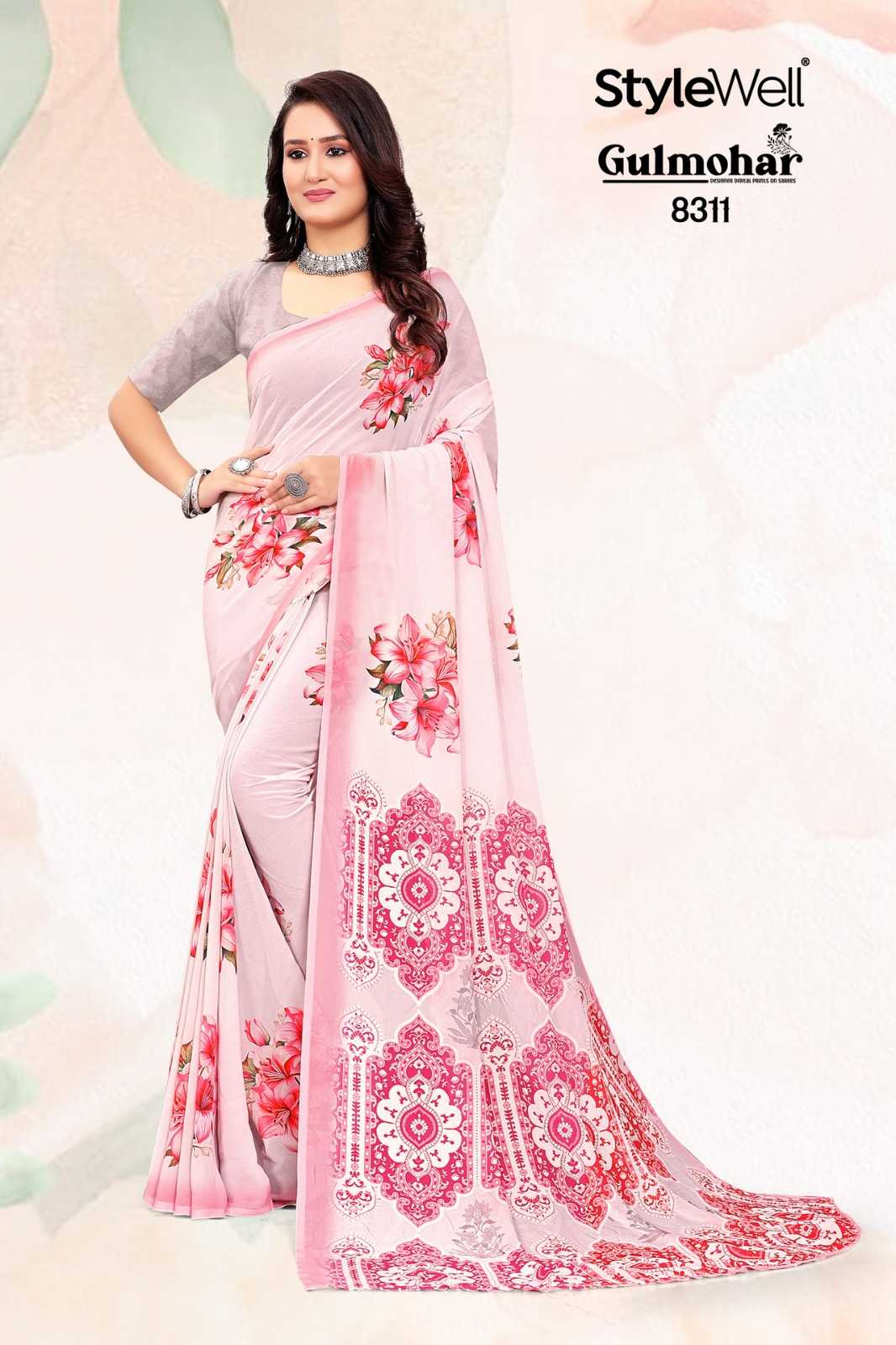 stylewell by gulmohar wetless digital print pretty look saree with blouse 