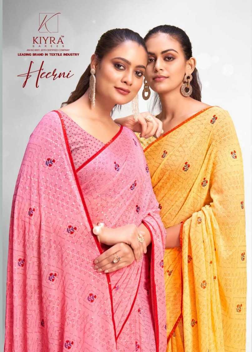 kiyra sarees heerni classic look print saree with blouse