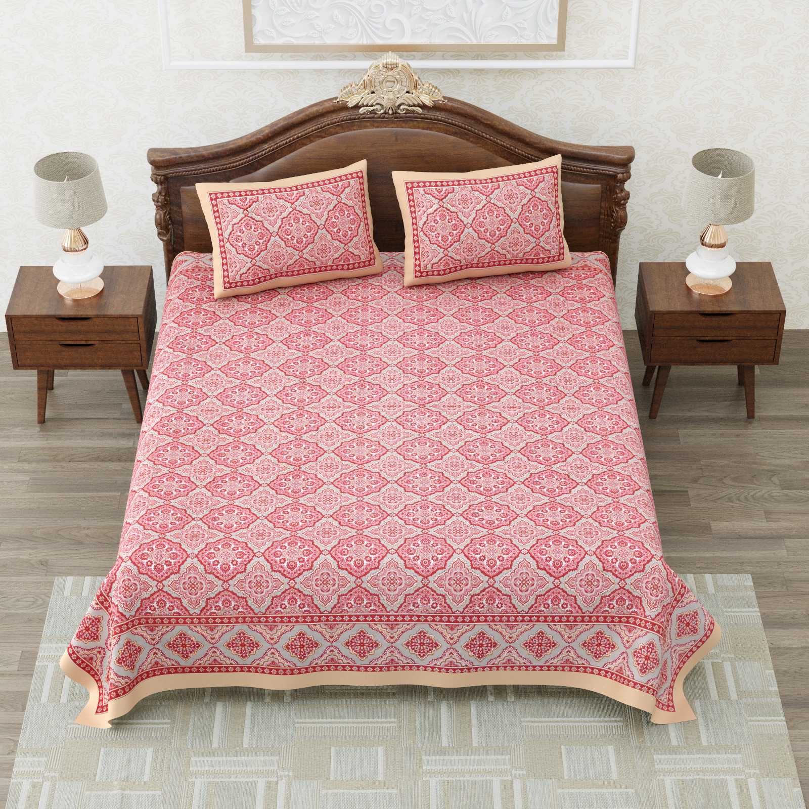 heritage king size cotton nwe trendy colours bedsheet with matching pillow cover