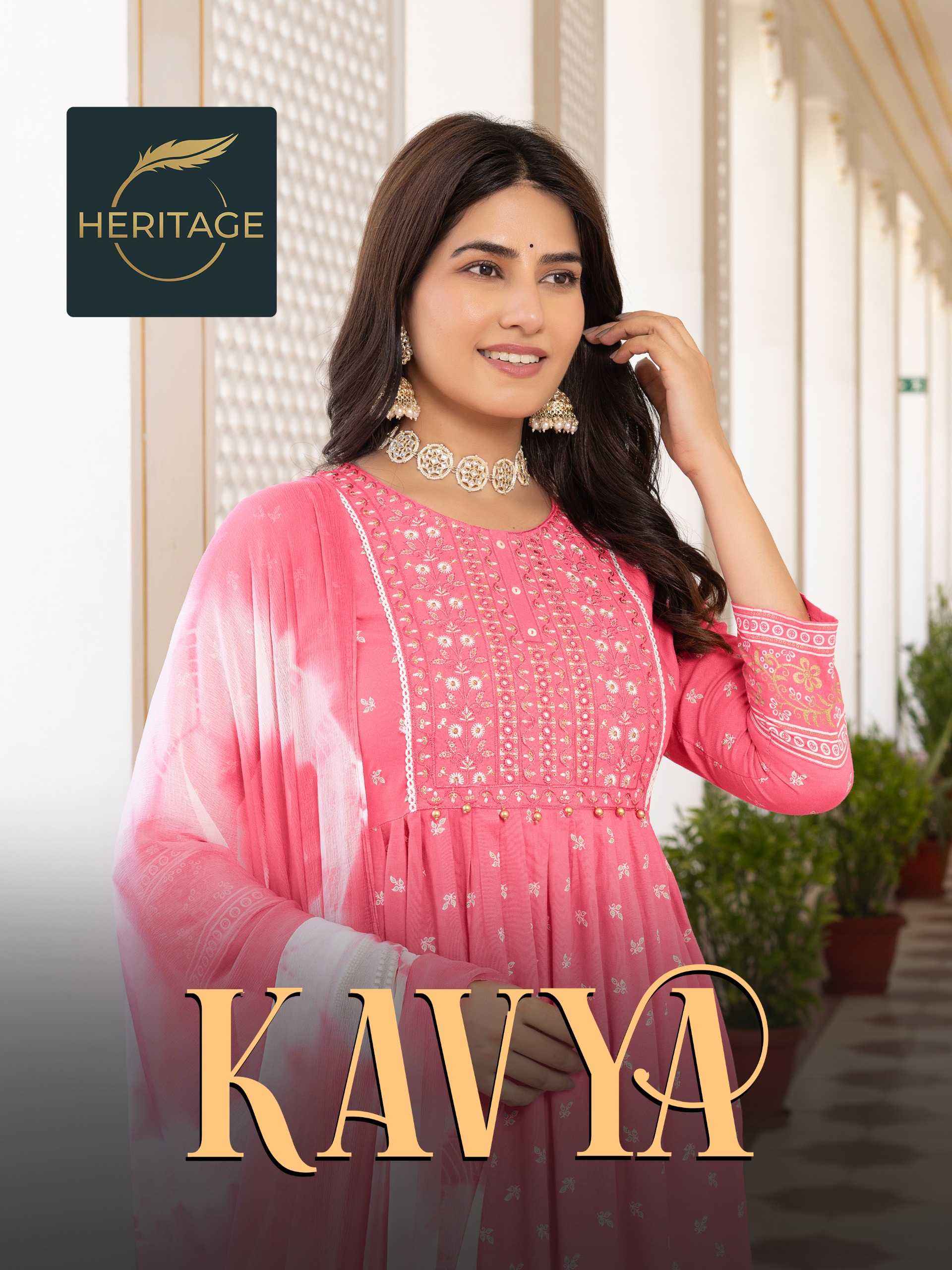 kavya by heritage rayon print casual wear stylish full stitch 3pcs dress