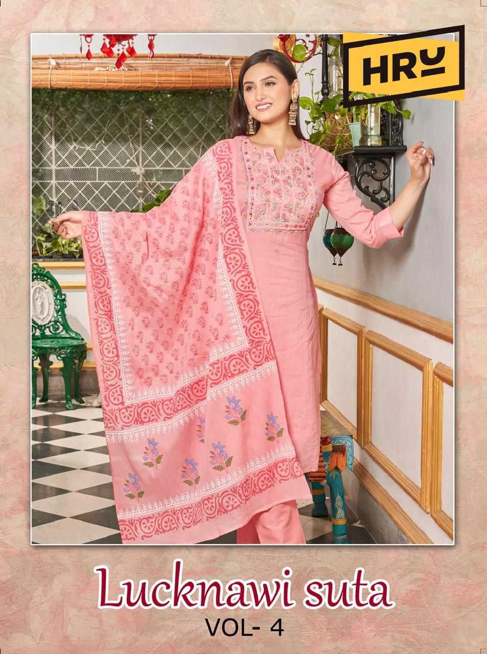 lucknawi suta vol 4 by hru cotton readymade classic look kurti pant dupatta