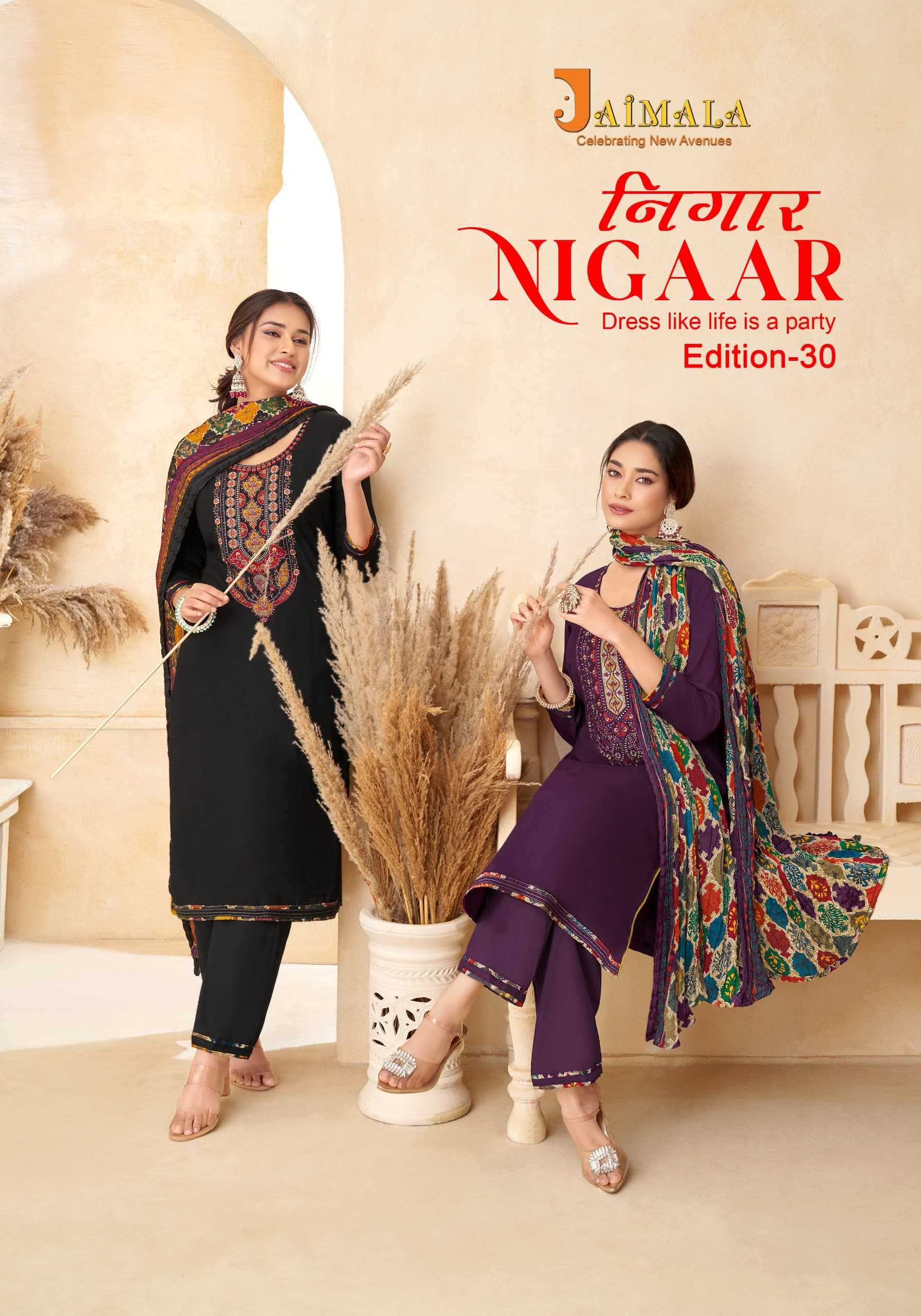 nigaar 30 by jaimala Embroidery work preety look 3pcs dress export 