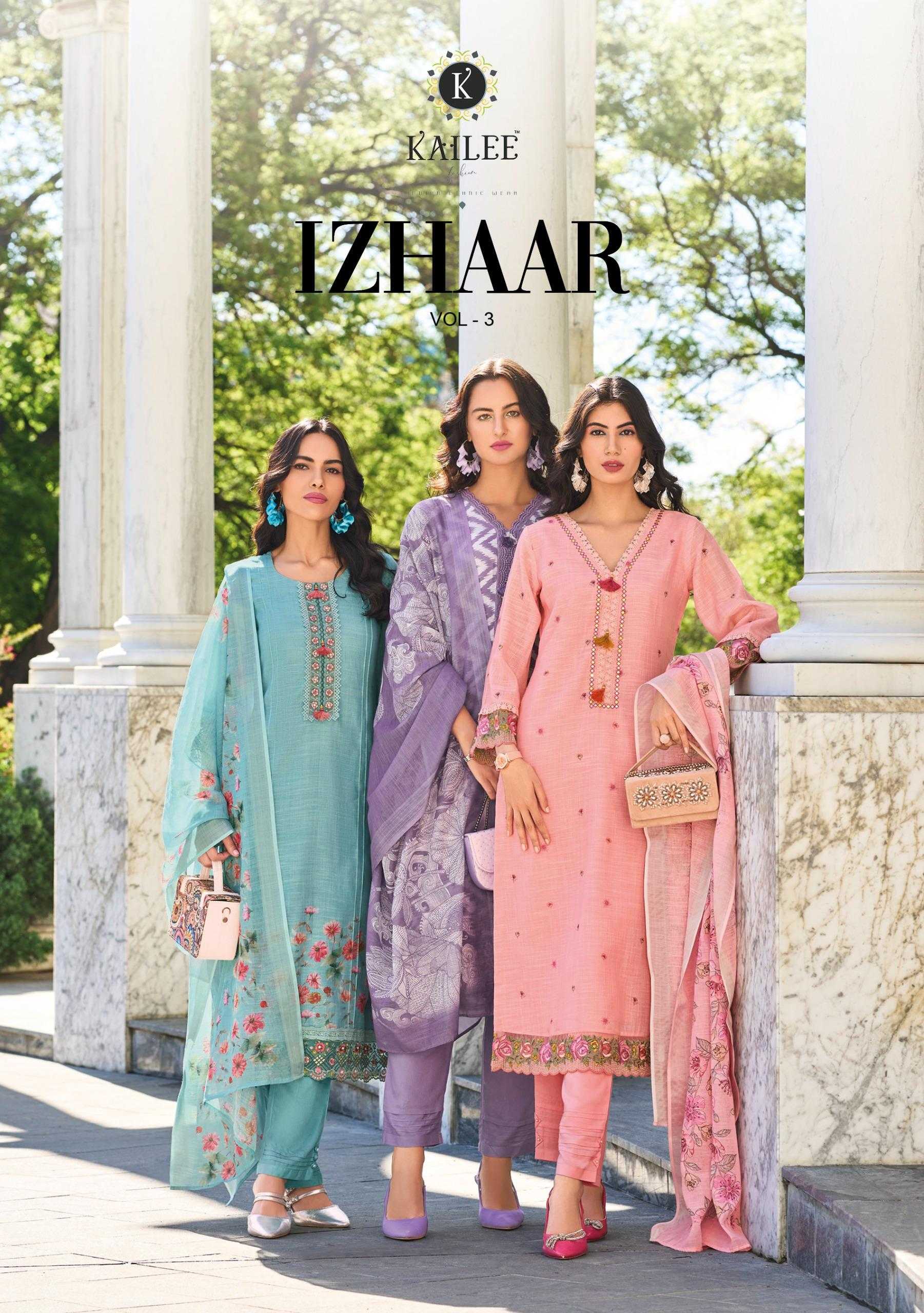 izhaar vol 3 by kailee fashion original pakistani readymade thread work 3pcs dress